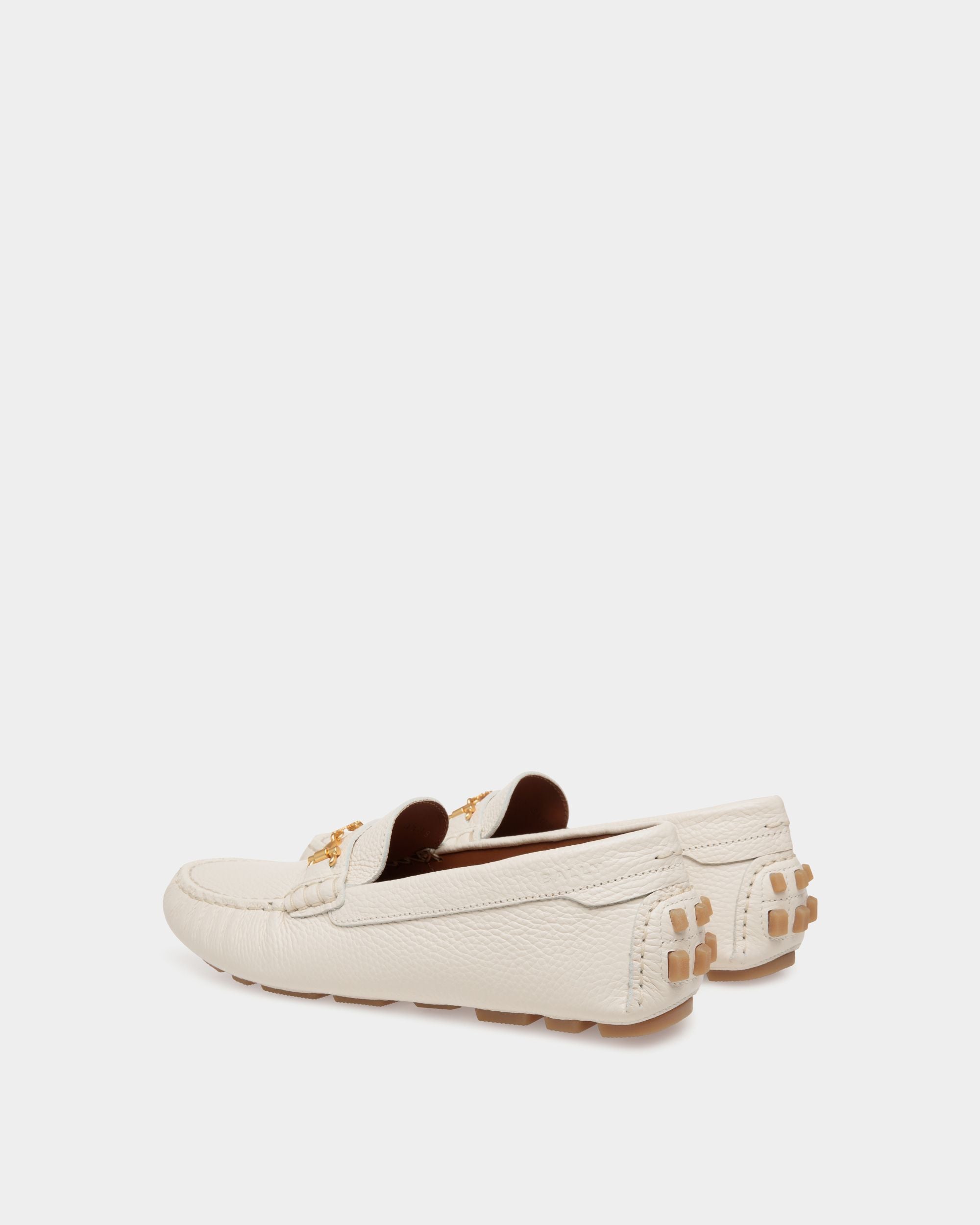 Kerbs Driver-Schuh Aus Genarbtem Leder In Weiß - Damen - Bally - 02
