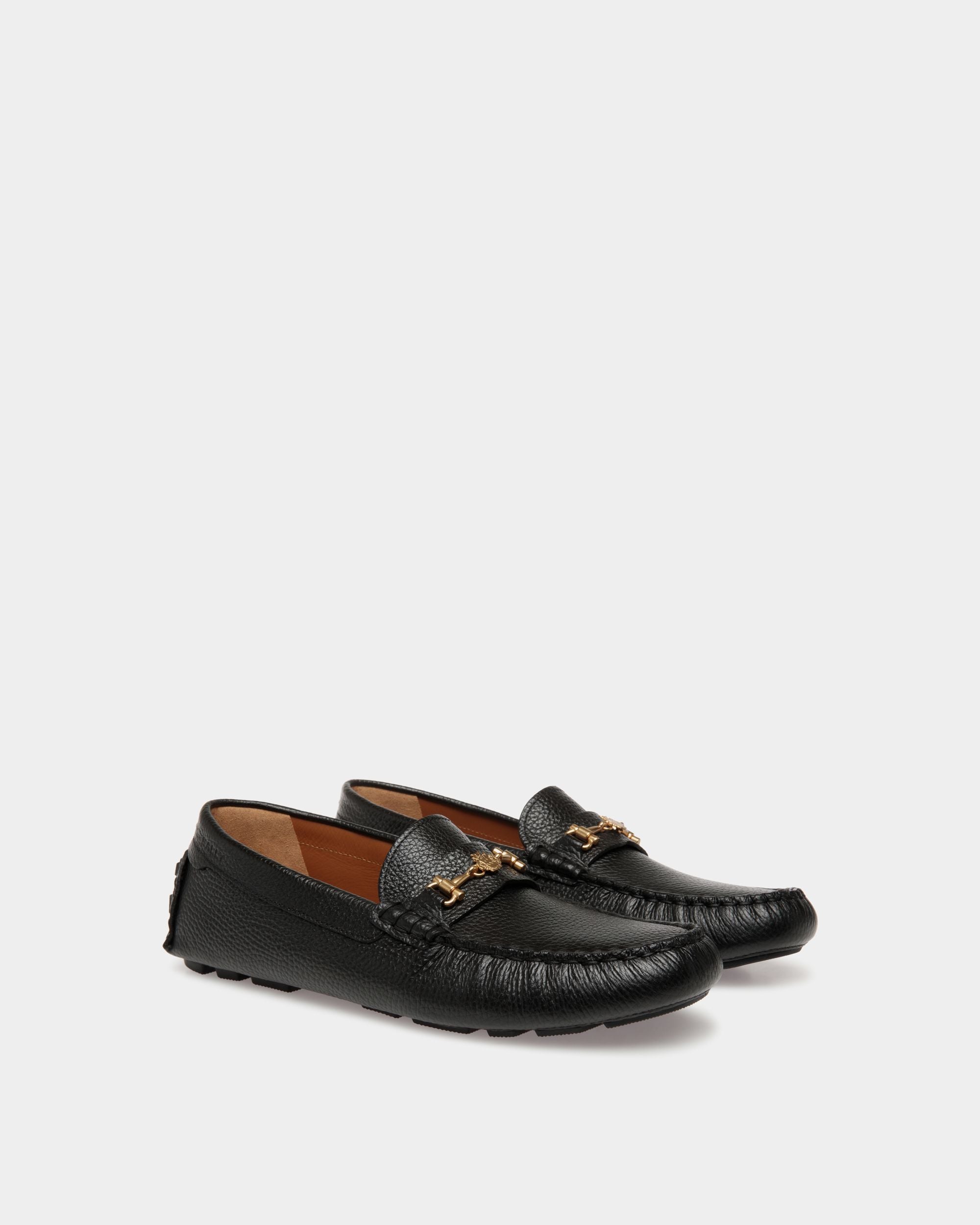 Kerbs Driver-Schuh Aus Genarbtem Leder In Schwarz - Damen - Bally - 02