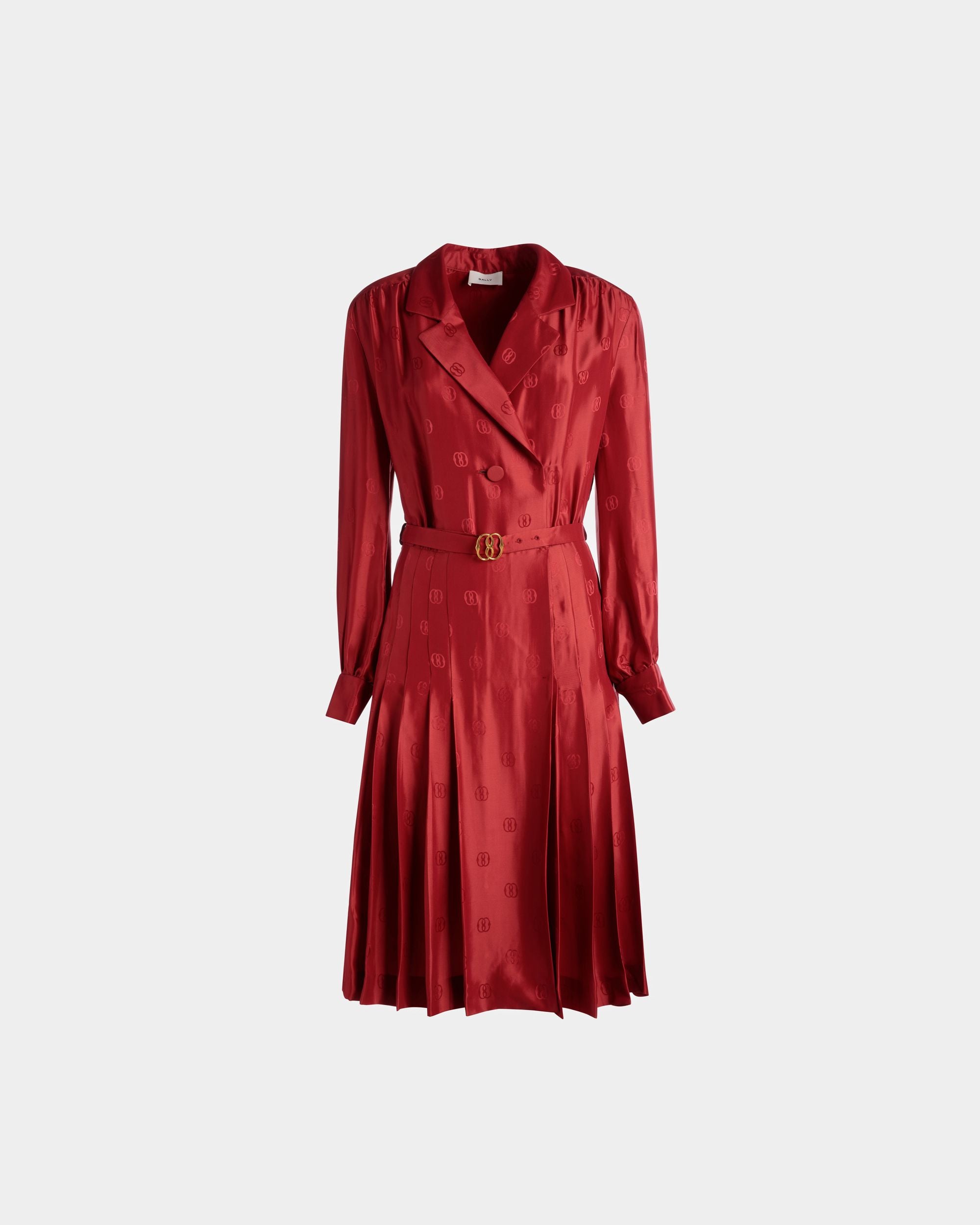 Emblem Kleid mit Gürtel Aus Seide in Tiefrubinrot - Damen - Bally - 01