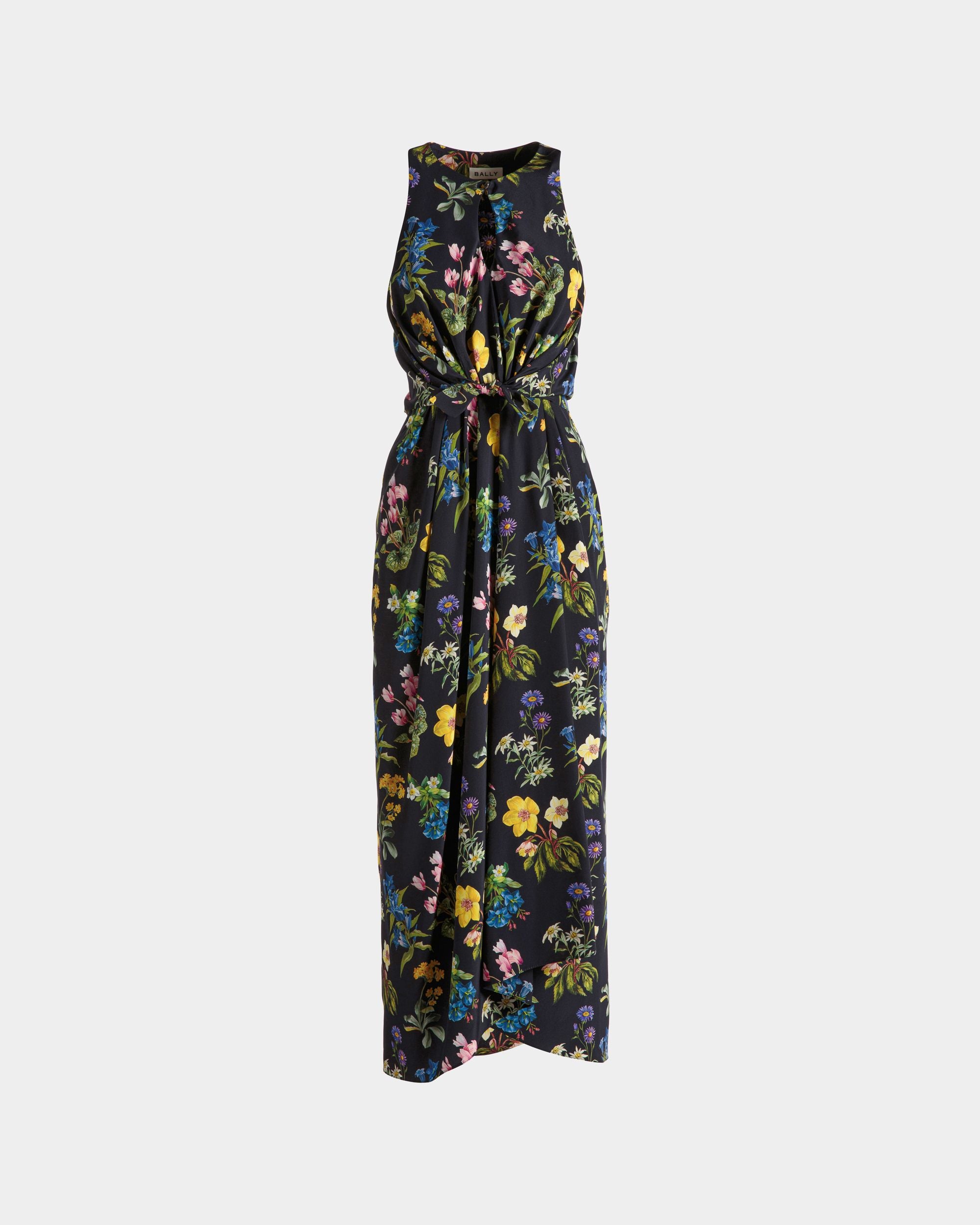 Ärmelloses Midikleid Aus Seide Mit Alpenblumen-Print - Damen - Bally - 01