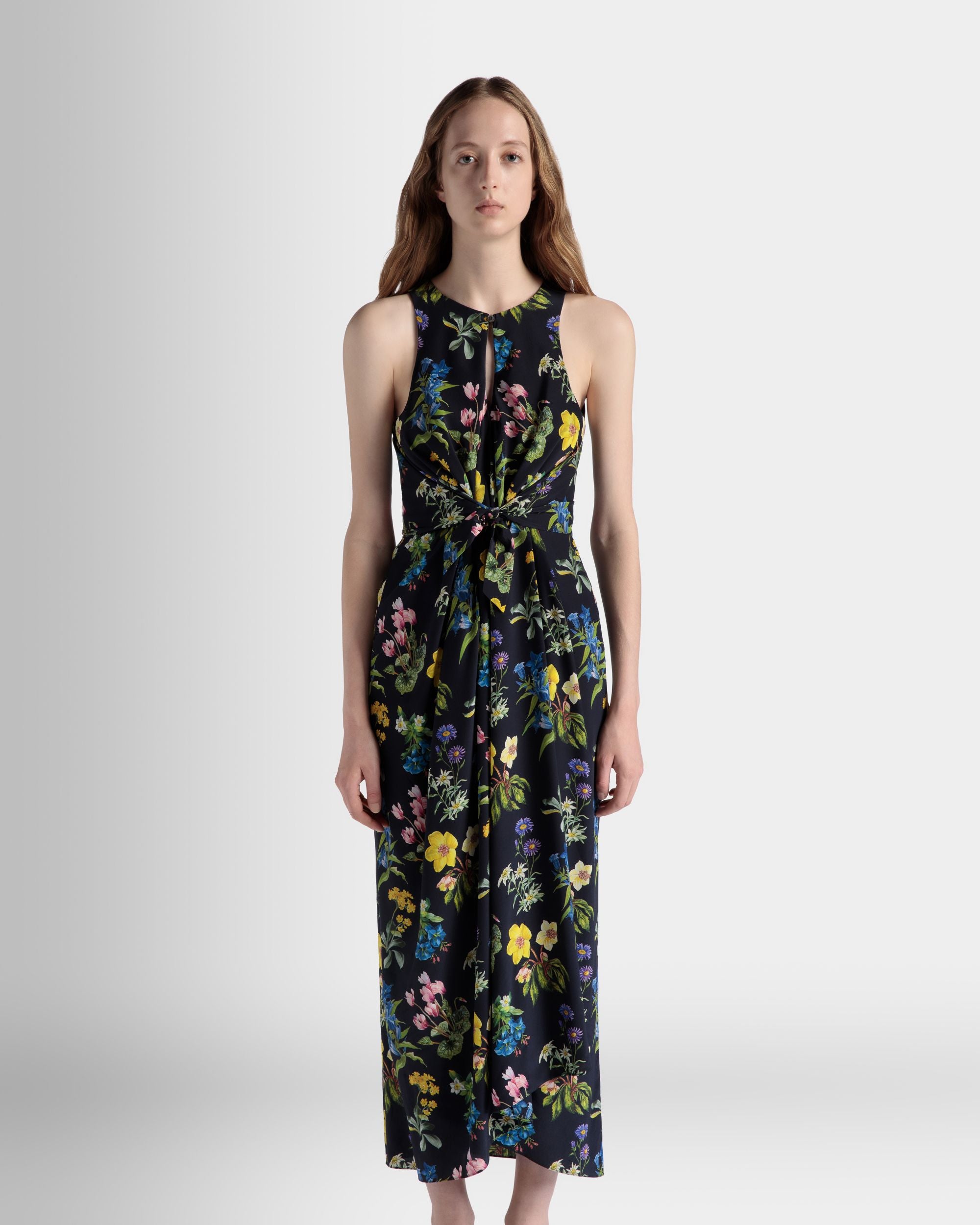Ärmelloses Midikleid Aus Seide Mit Alpenblumen-Print - Damen - Bally - 03
