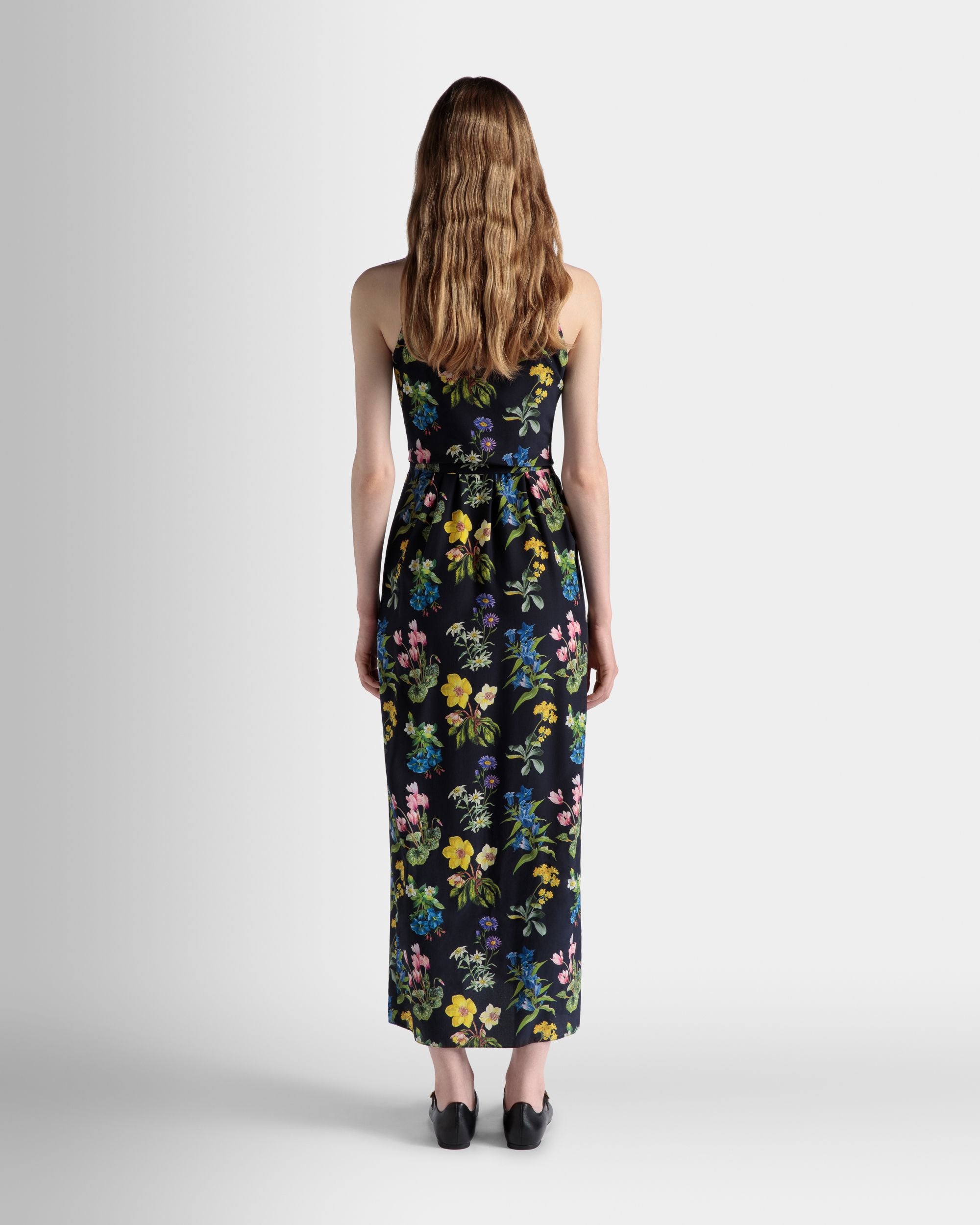 Ärmelloses Midikleid Aus Seide Mit Alpenblumen-Print - Damen - Bally - 07