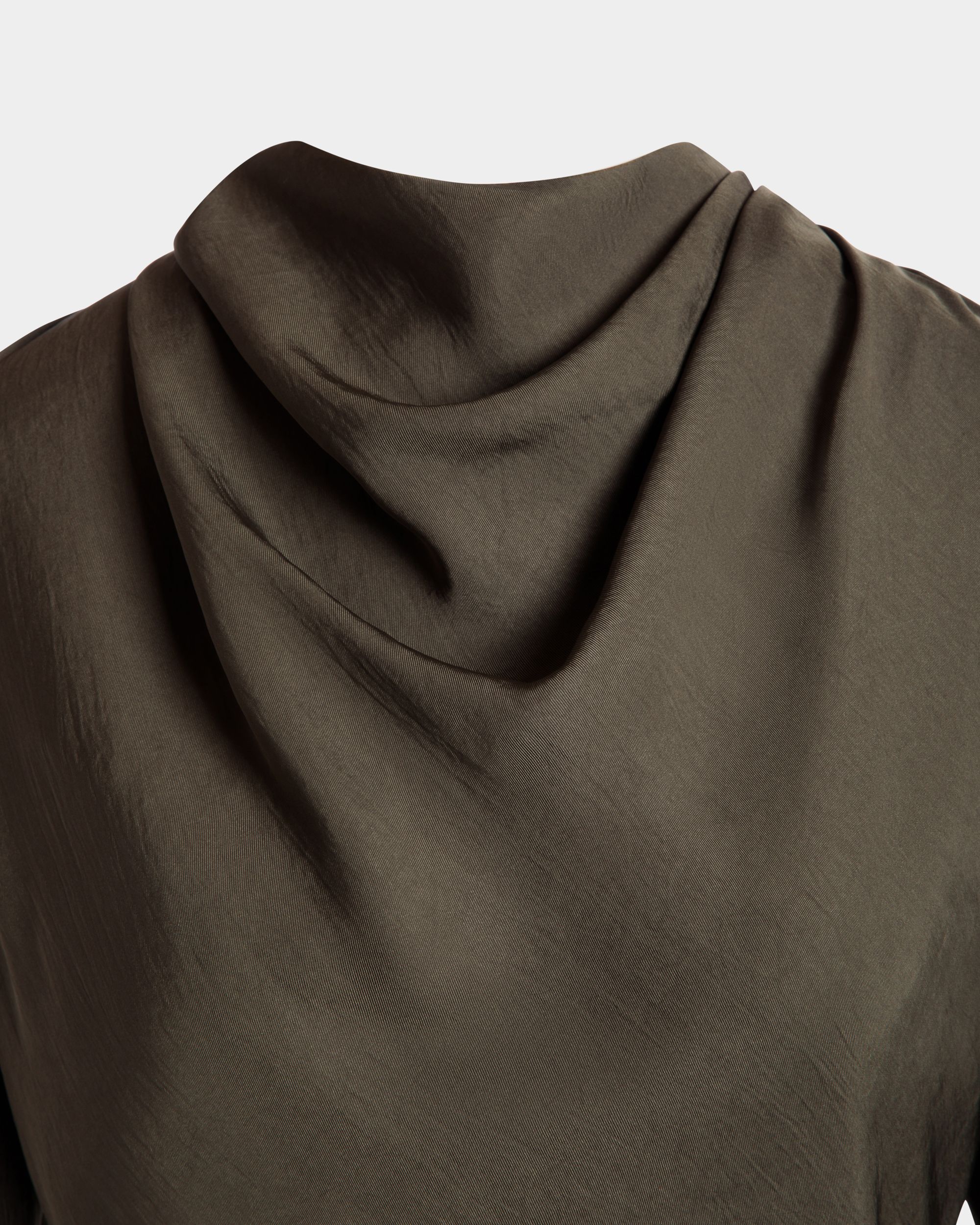 Midikleid Mit Gürtel Aus Fließendem Twill In Military Green - Damen - Bally - 05