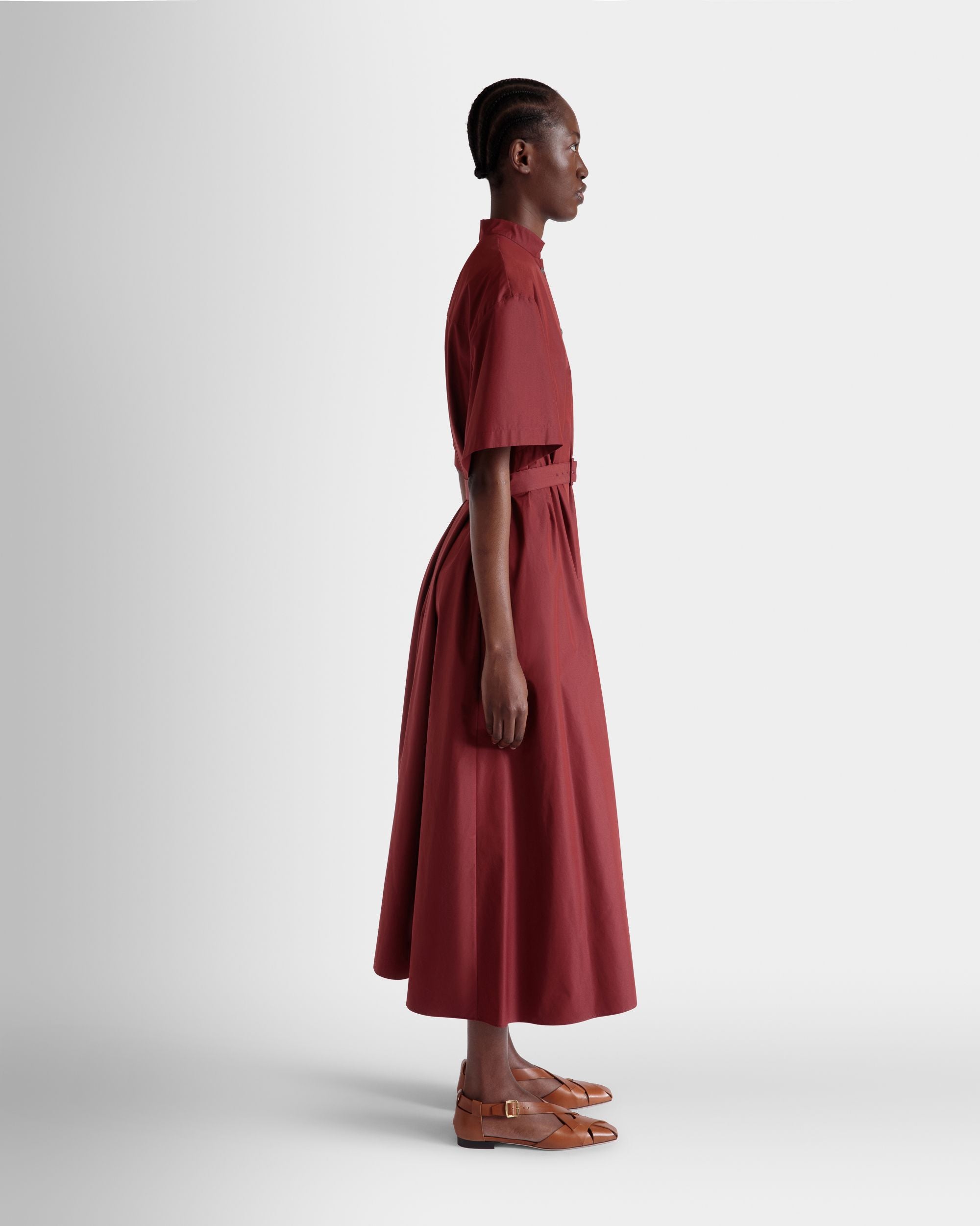 Kleid Aus Baumwollpopeline Mit Gürtel In Heritage Red - Damen - Bally - 03