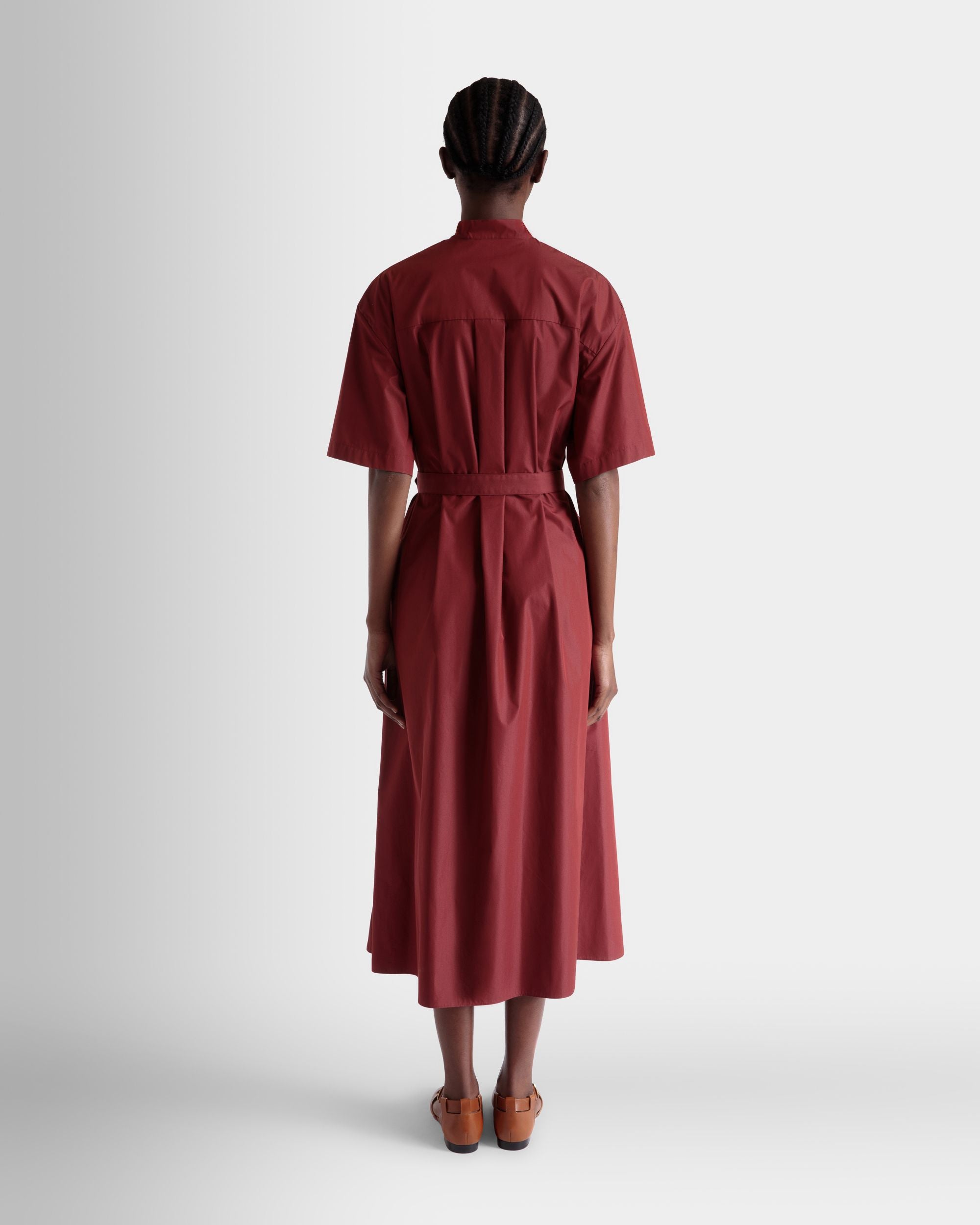 Kleid Aus Baumwollpopeline Mit Gürtel In Heritage Red - Damen - Bally - 04