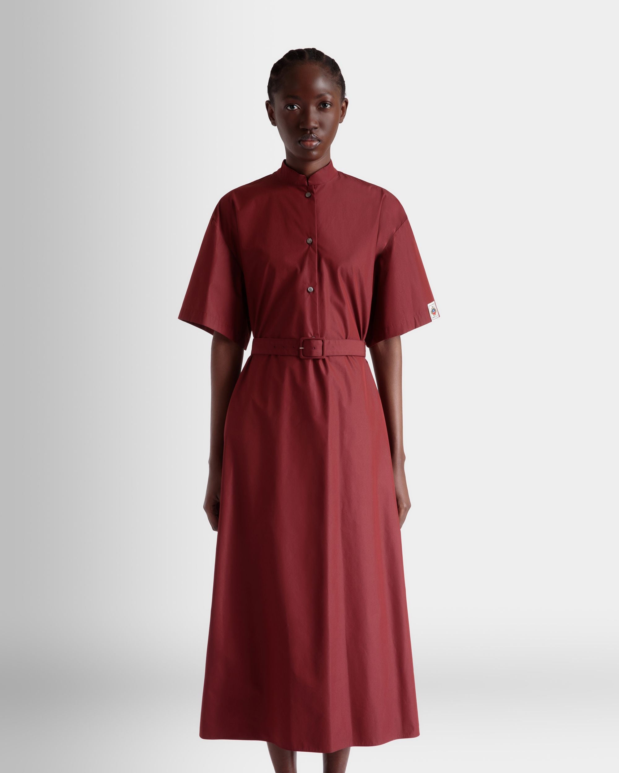 Kleid Aus Baumwollpopeline Mit Gürtel In Heritage Red - Damen - Bally - 06