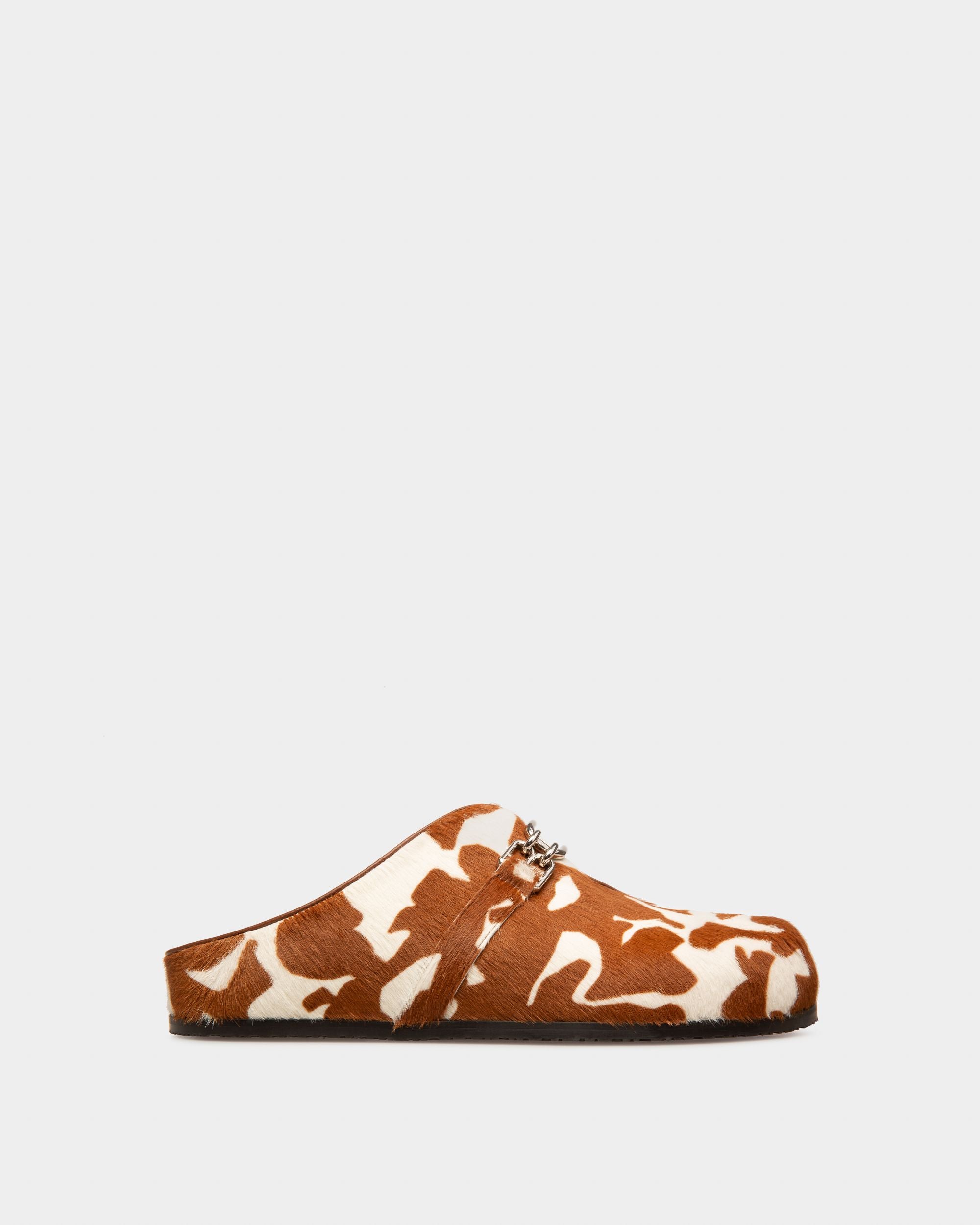 Francine Slipper Aus Weissem Und Braunem Kalbsfell - Damen - Bally - 01