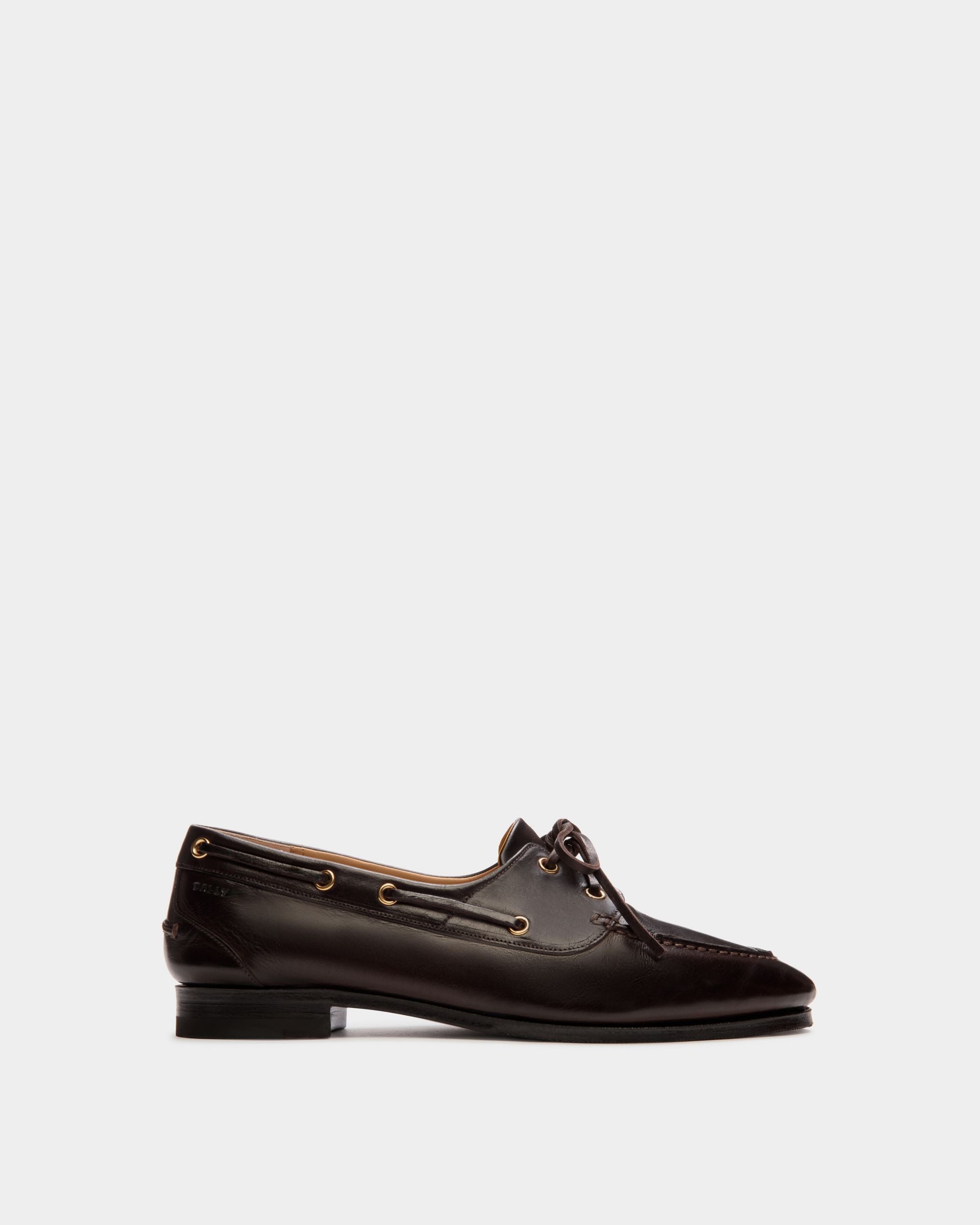 Plume Mokassin Aus Dunkelbraunem Leder - Damen - Bally - 01