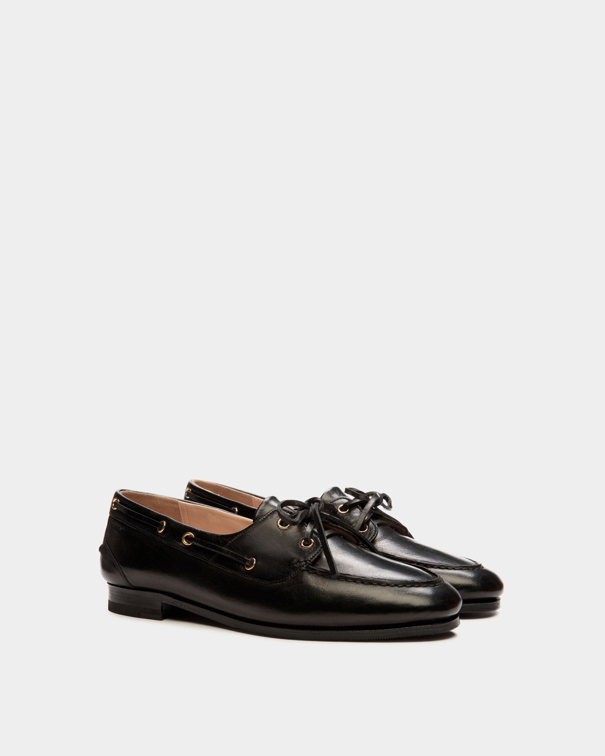 Plume Mokassin aus schwarzem Leder - Damen - Bally - 03