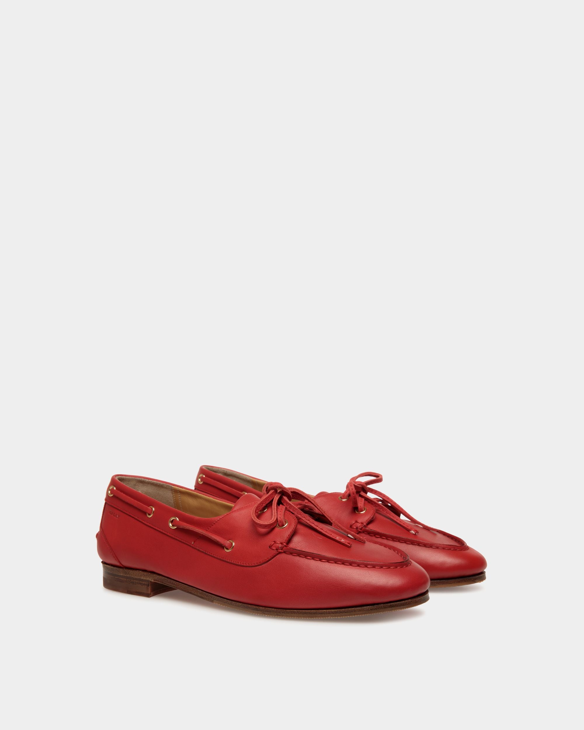 Plume Mokassin Aus Rotem Leder - Damen - Bally - 02