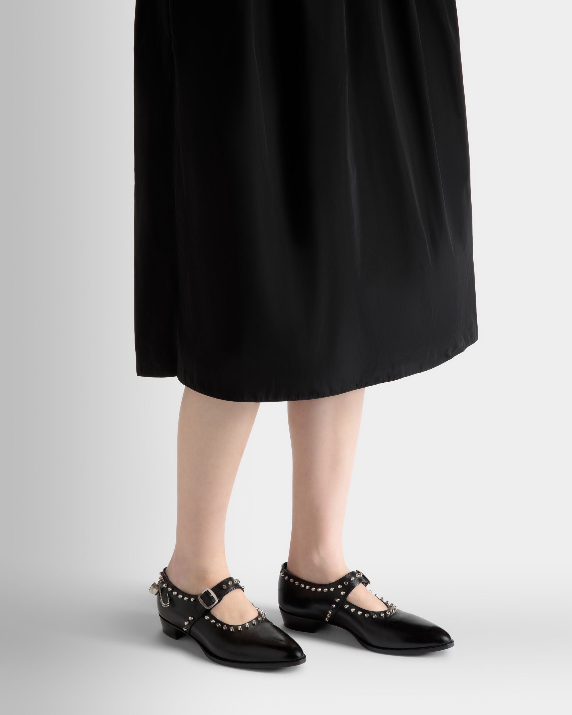Glendale Mary Jane Aus Schwarzem Leder Mit Nieten - Damen - Bally - 02