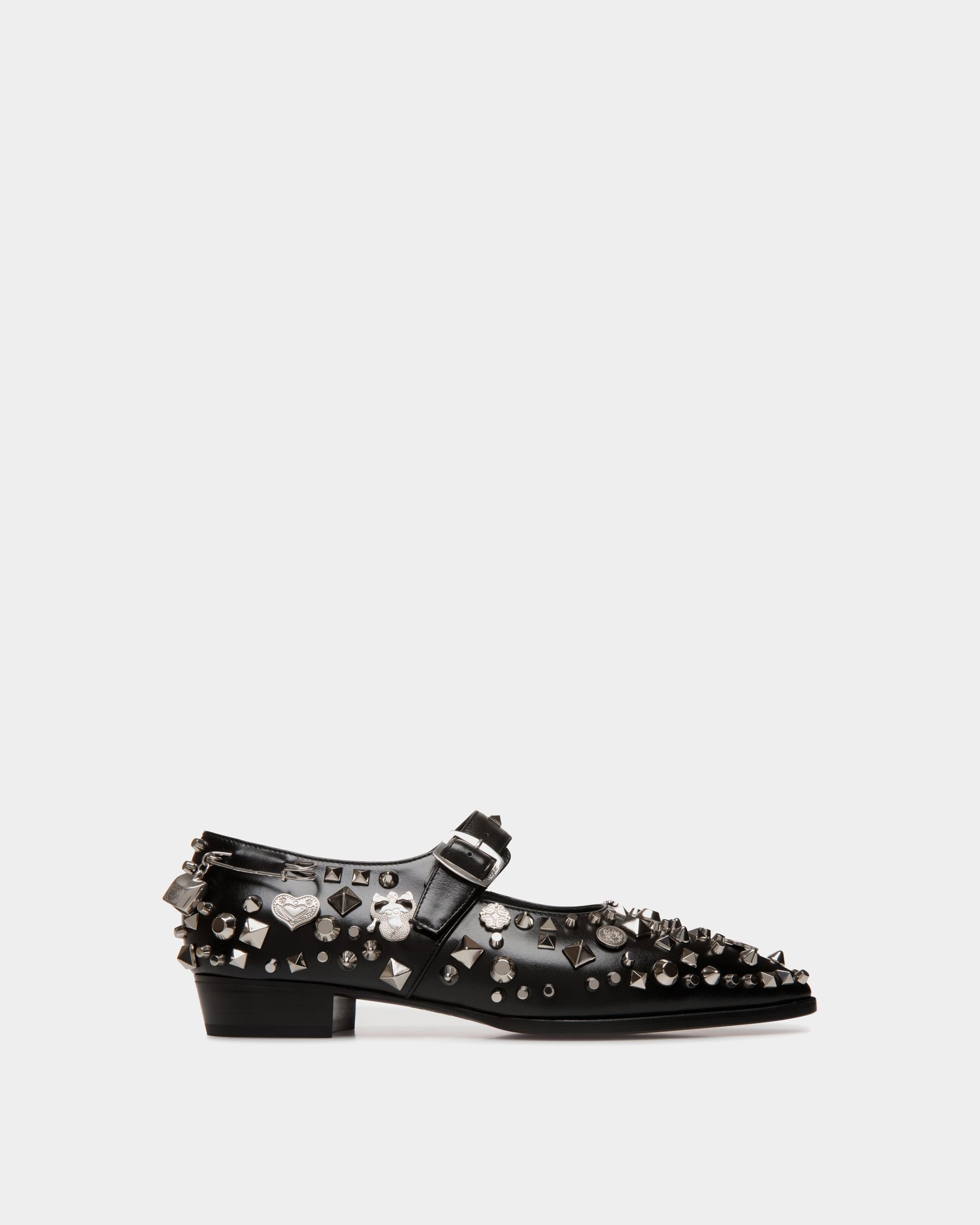Glendale Mary-Jane In Black Leather with Studs - Damen - Bally - 01