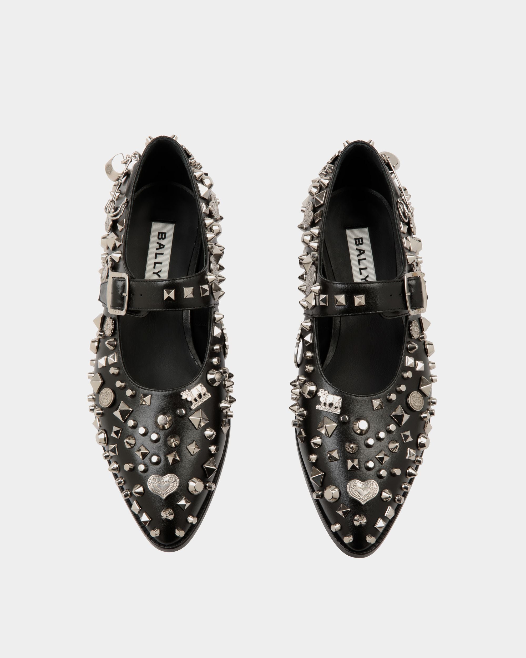 Glendale Mary-Jane In Black Leather with Studs - Damen - Bally - 05