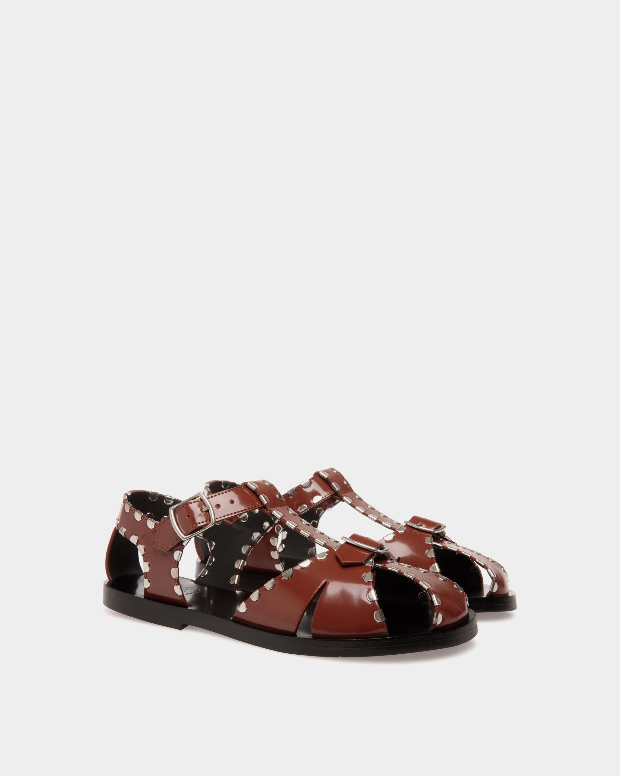 Flache Salis Sandalen Aus Leder In Braun - Damen - Bally - 02