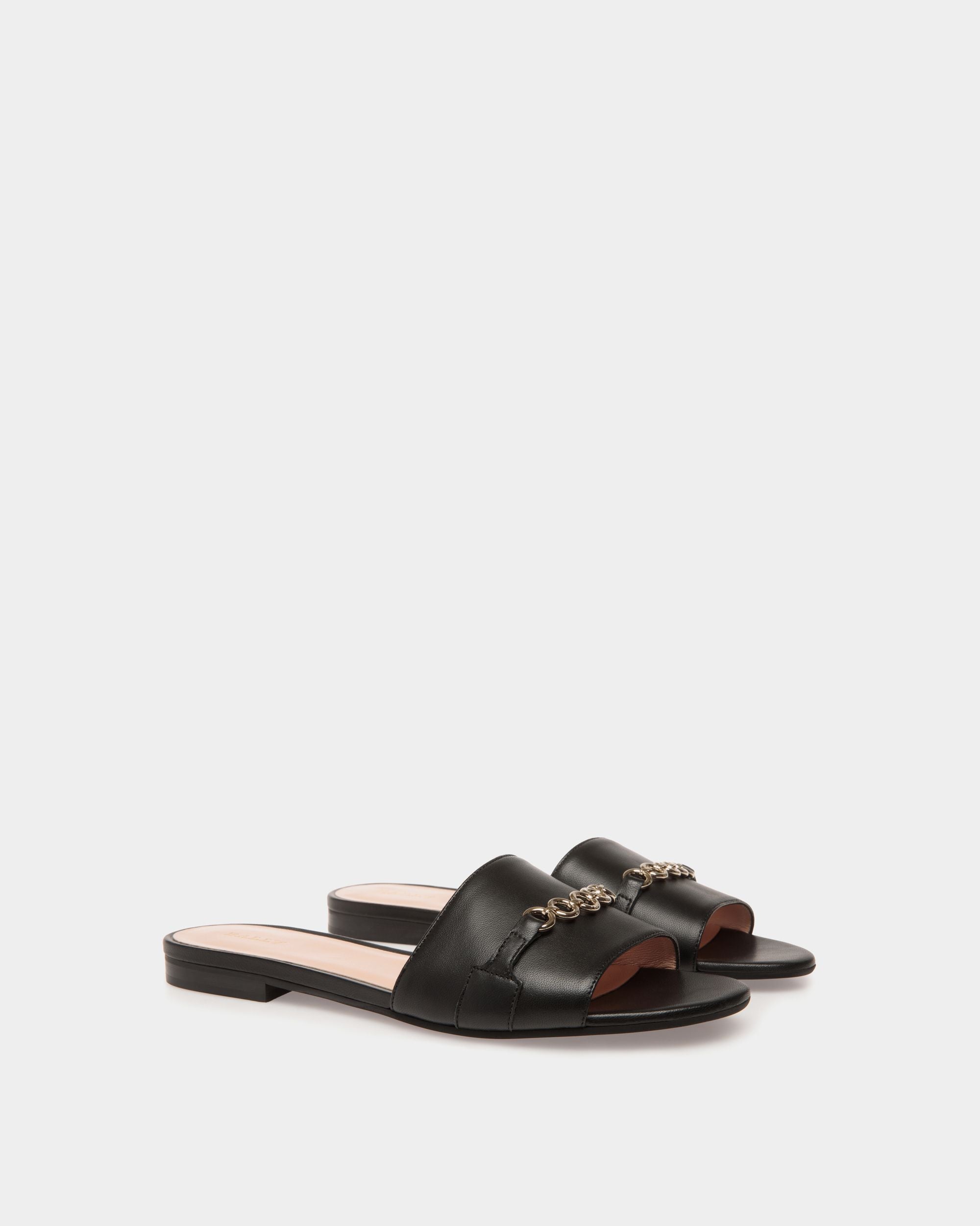 Flat Sandals In Black Leather - Damen - Bally - 02