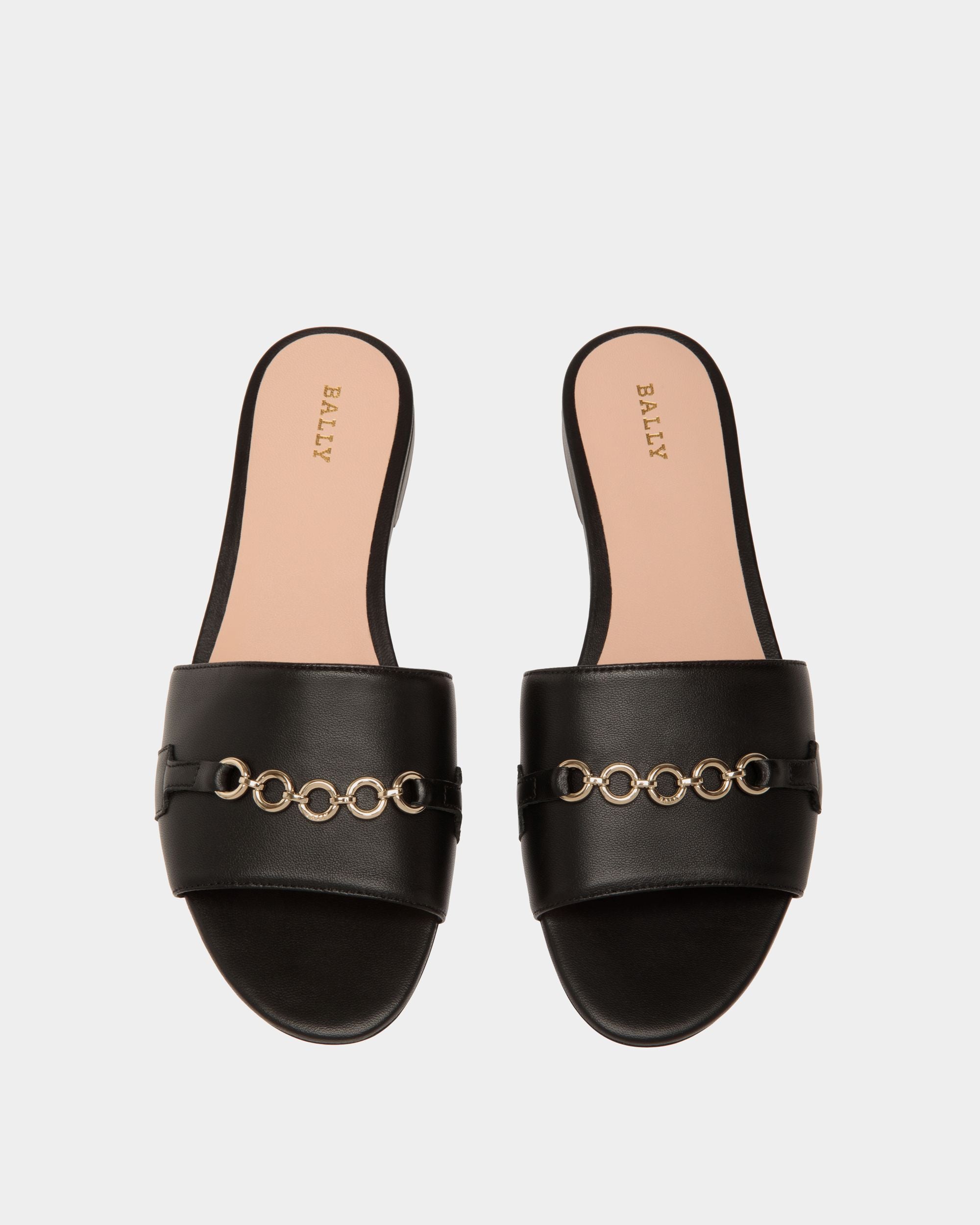 Flat Sandals In Black Leather - Damen - Bally - 04