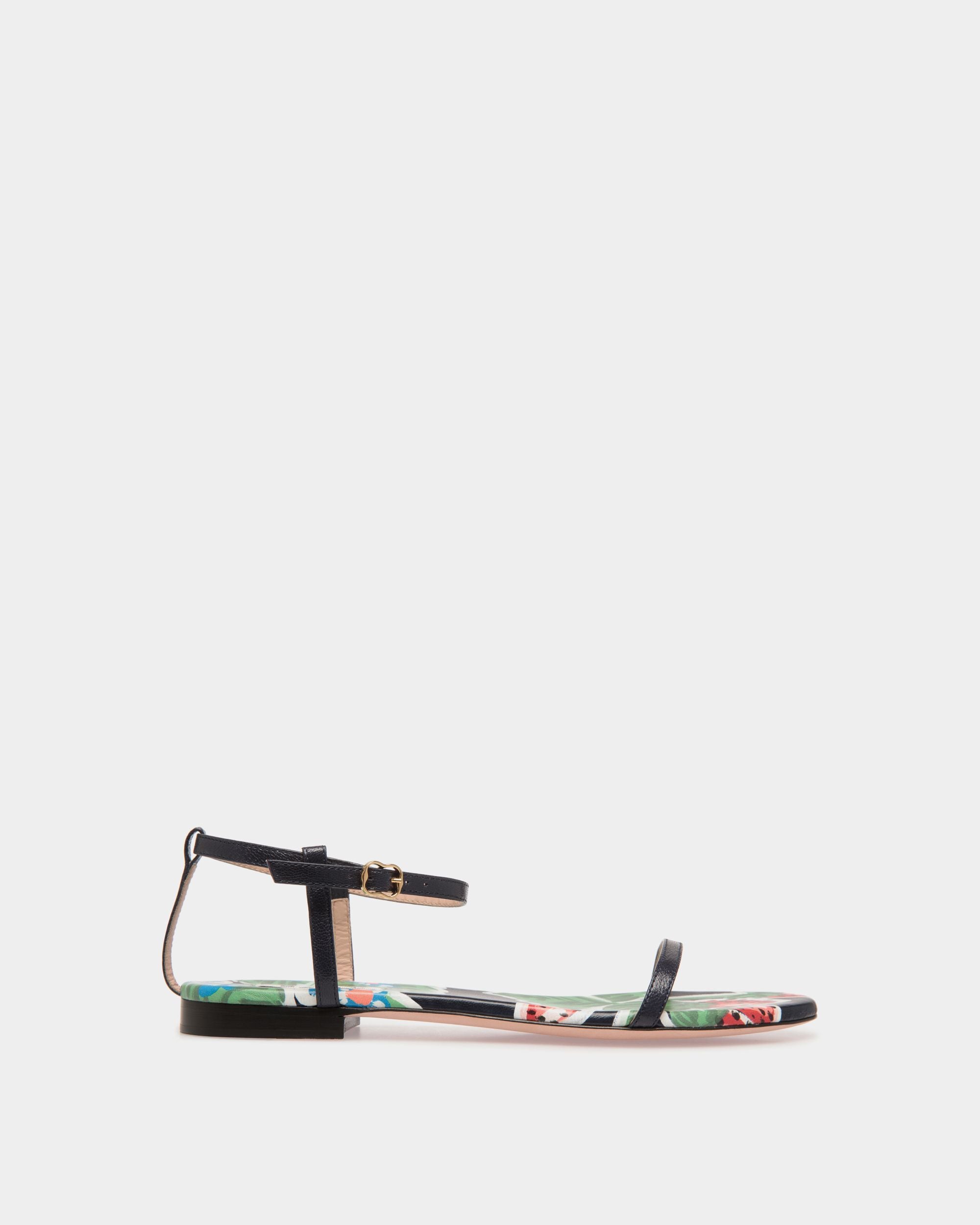 Katy Flat Sandale Aus Bedrucktem, Gebürstetem Leder In Strawberry - Damen - Bally - 01