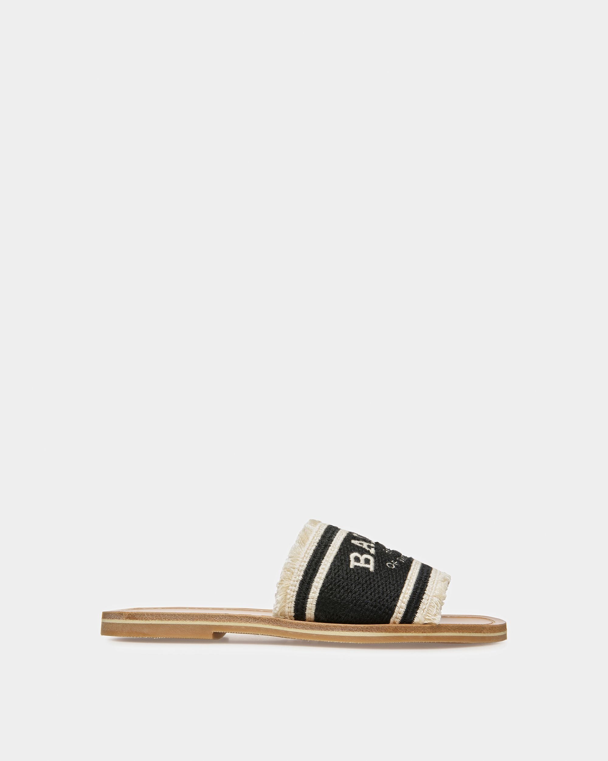 Bianka Flach Slides Aus Textil In Schwarz Und Elfenbein - Damen - Bally - 01