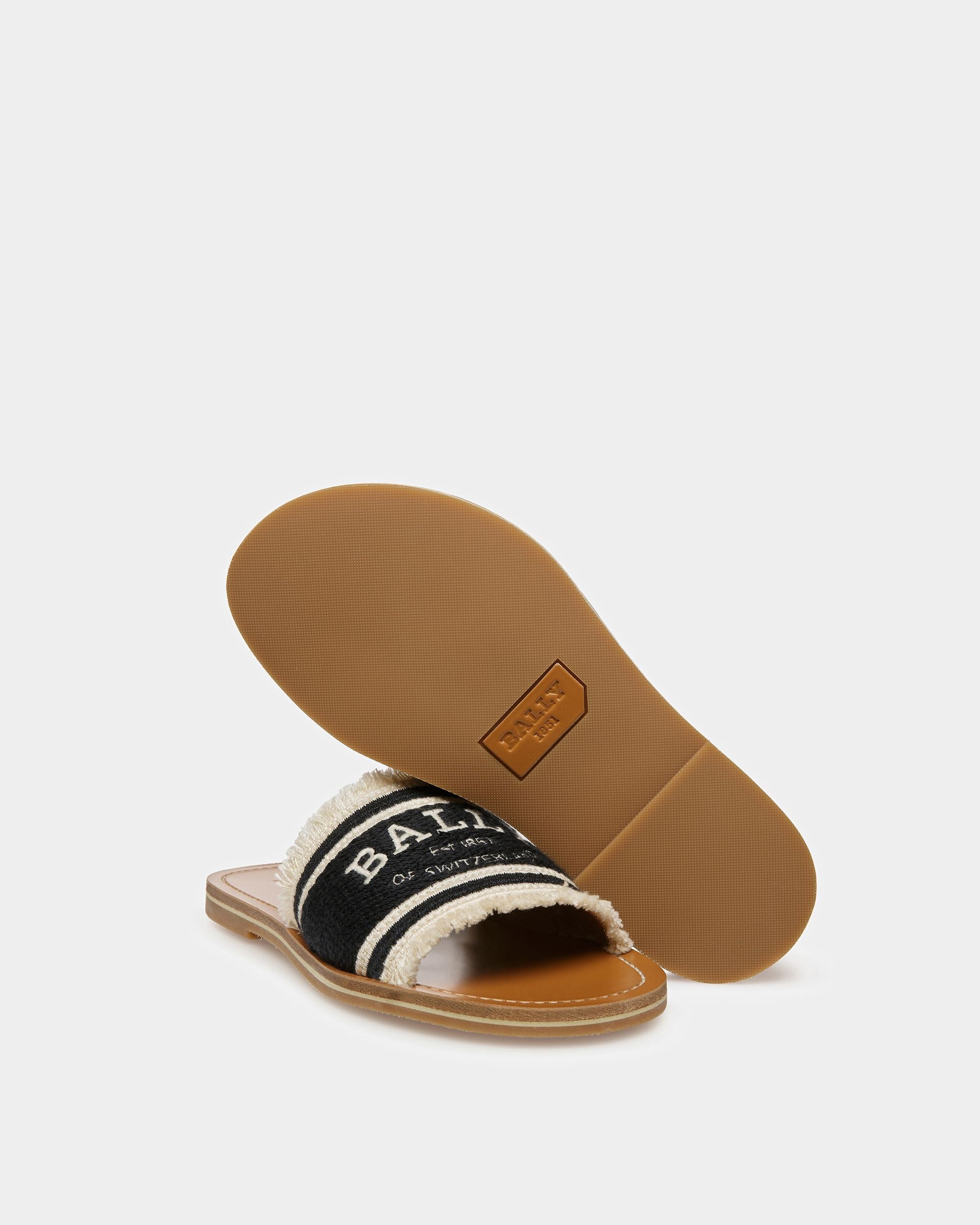 Bianka Flach Slides Aus Textil In Schwarz Und Elfenbein - Damen - Bally - 05