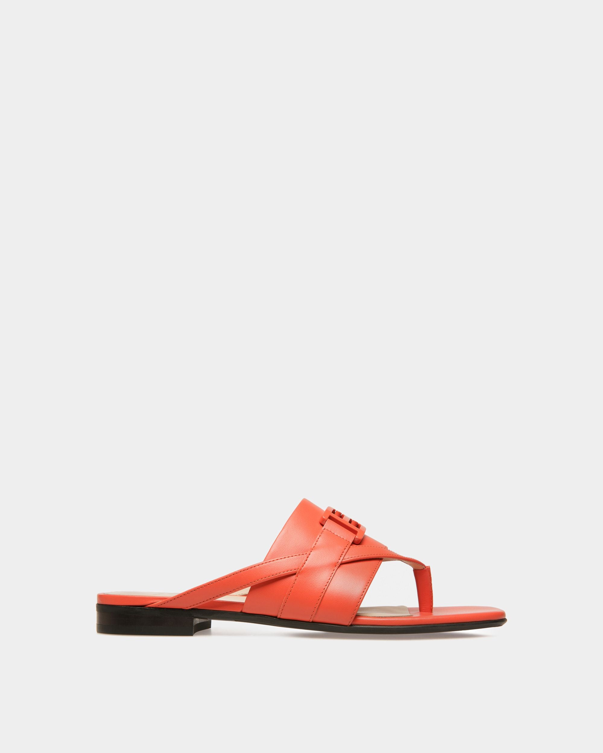 Flache Sandale B-Chain Aus Leder In Orange - Damen - Bally - 01