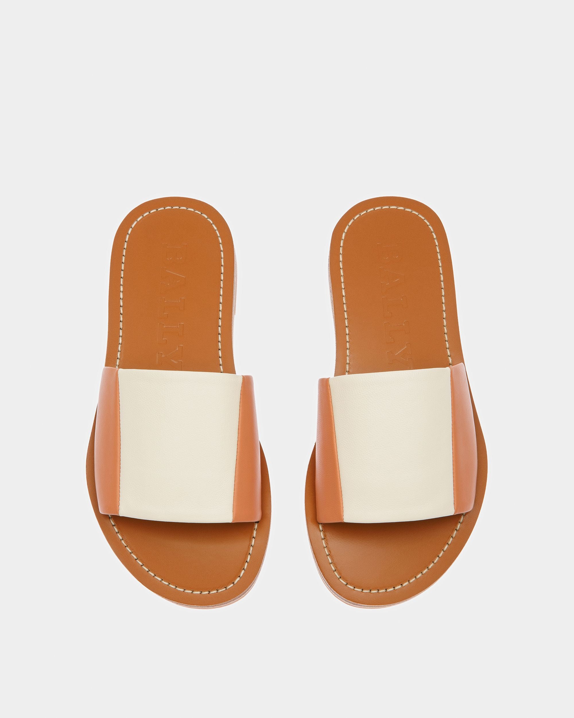 Bianka Slides Aus Leder In Pfirsich Und Elfenbein - Damen - Bally - 02