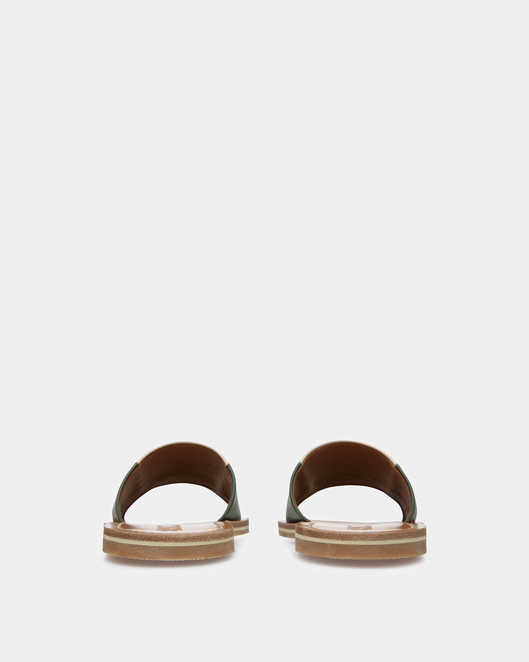 Bianka Slides Aus Leder In Salbeigrün Und Elfenbein - Damen - Bally - 04