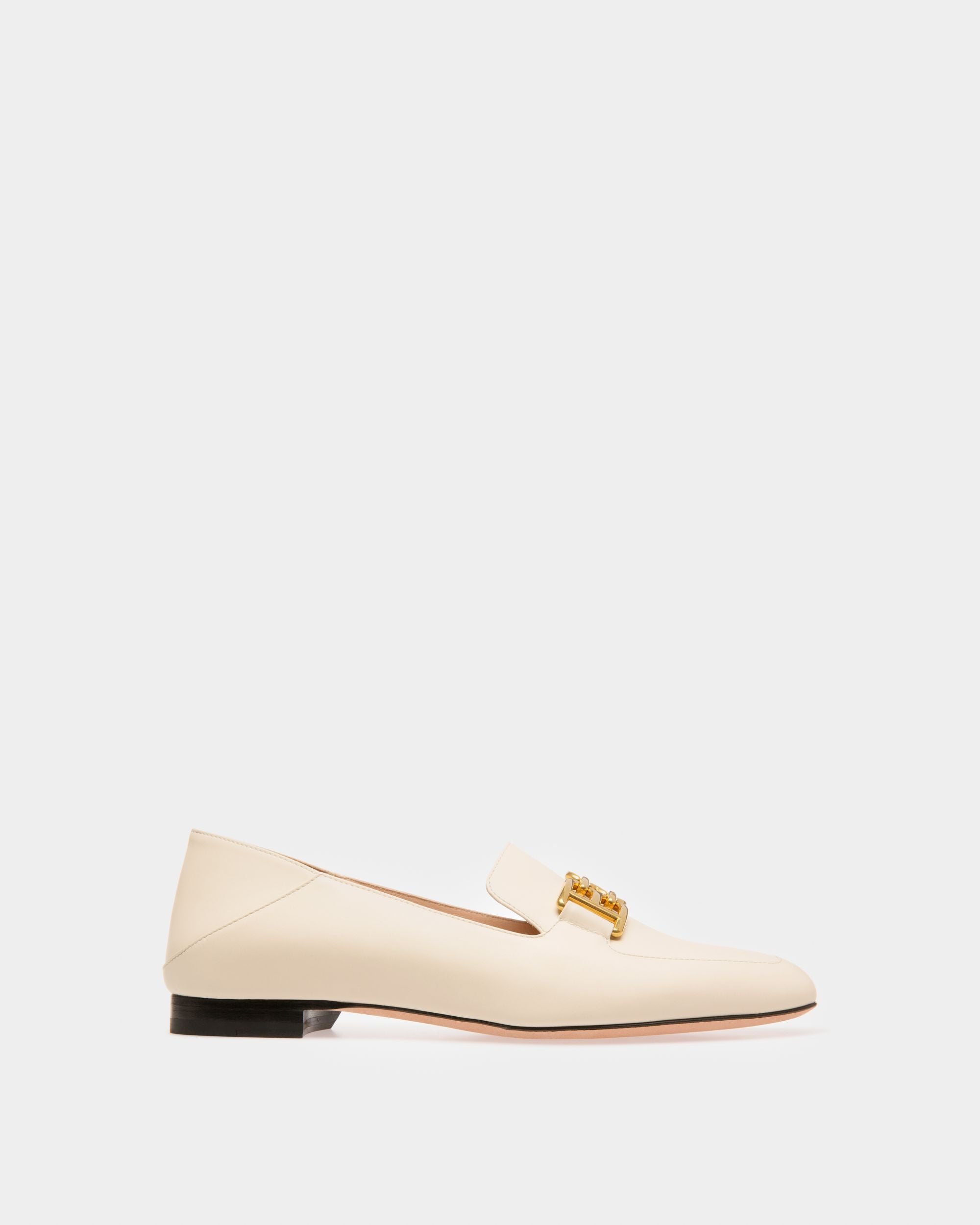Ellah Flat Loafer Aus Elfenbeinfarbenem Leder - Damen - Bally - 01