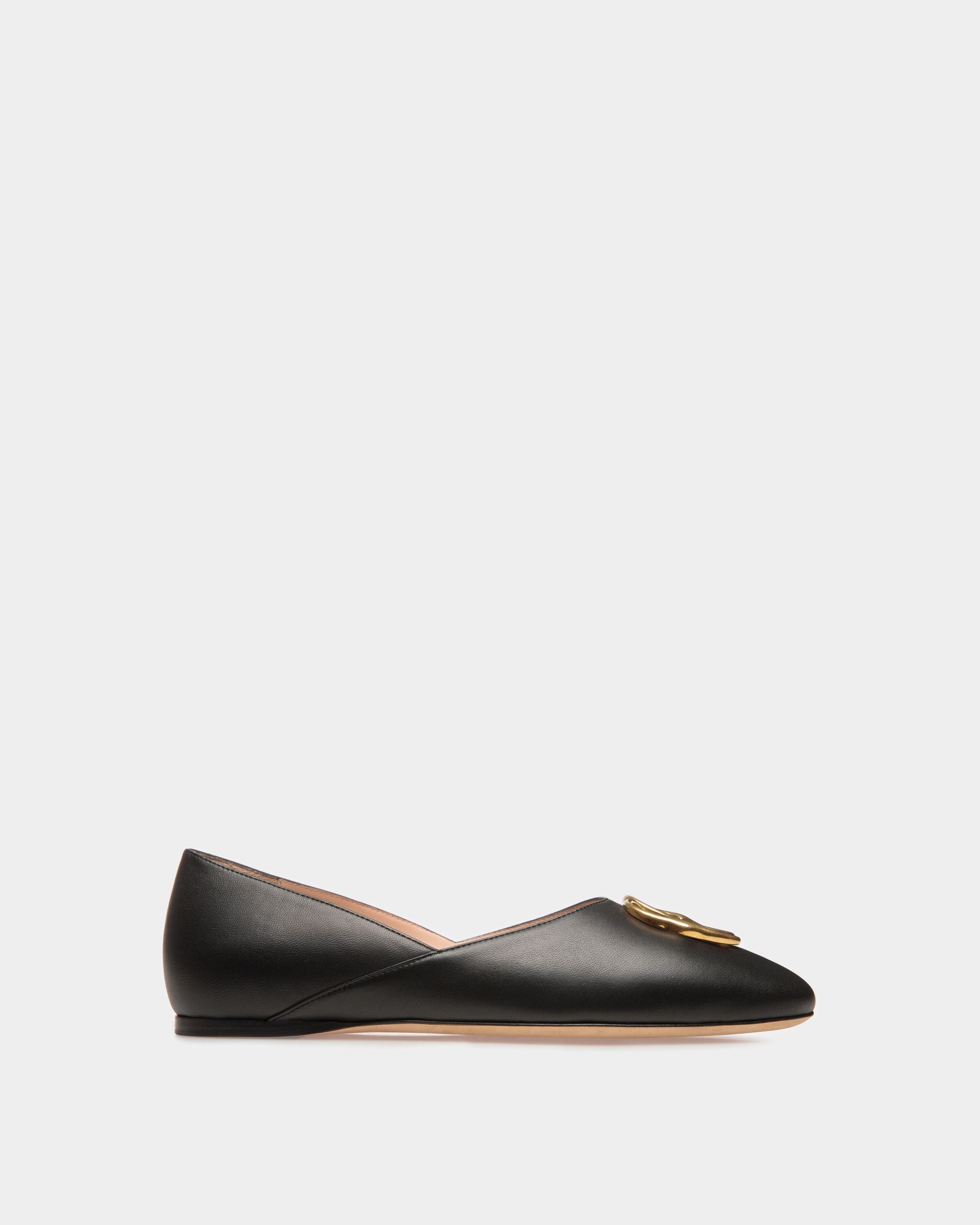 Emblem Slipper Aus Leder In Schwarz - Damen - Bally - 01