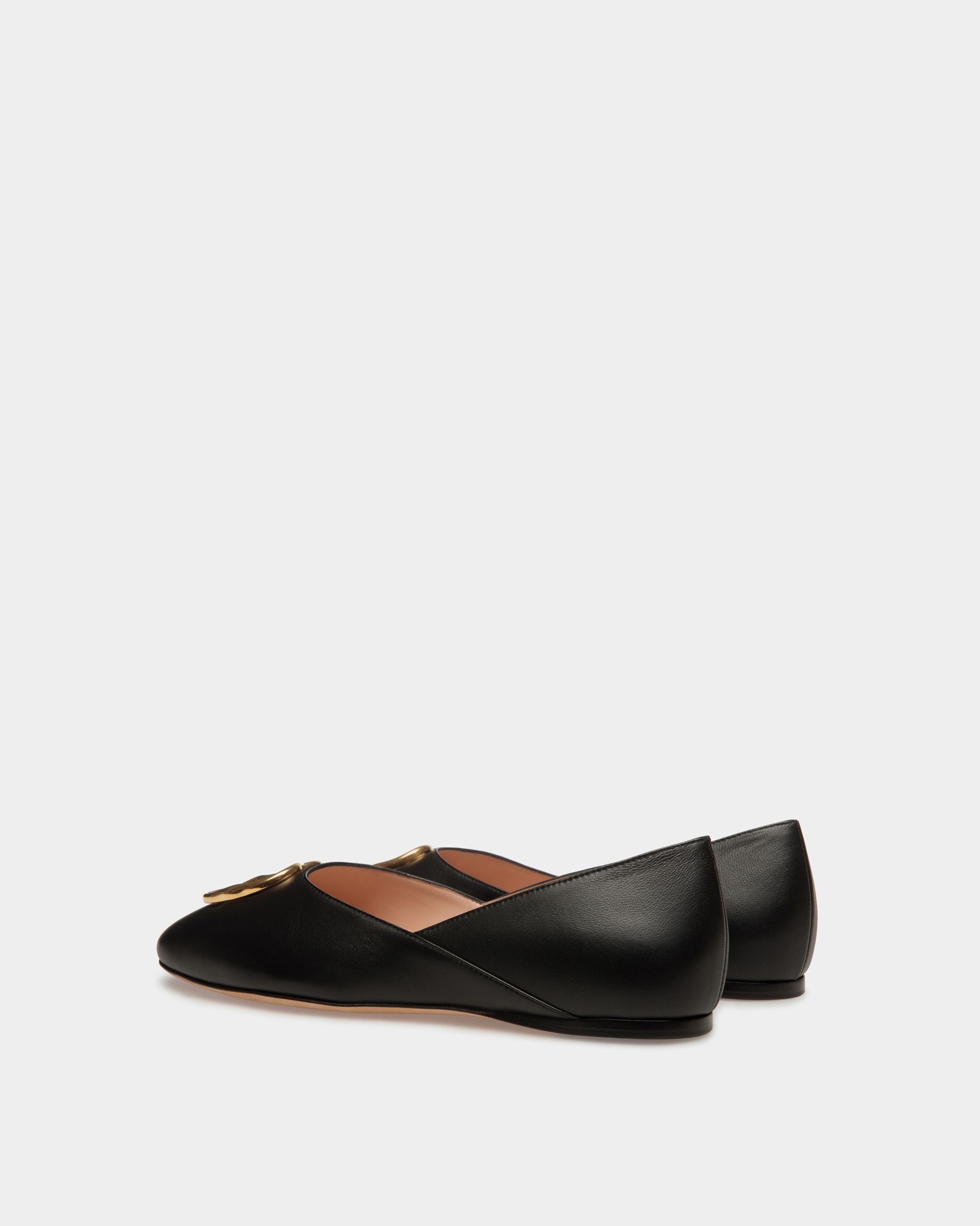 Emblem Slipper Aus Leder In Schwarz - Damen - Bally - 03