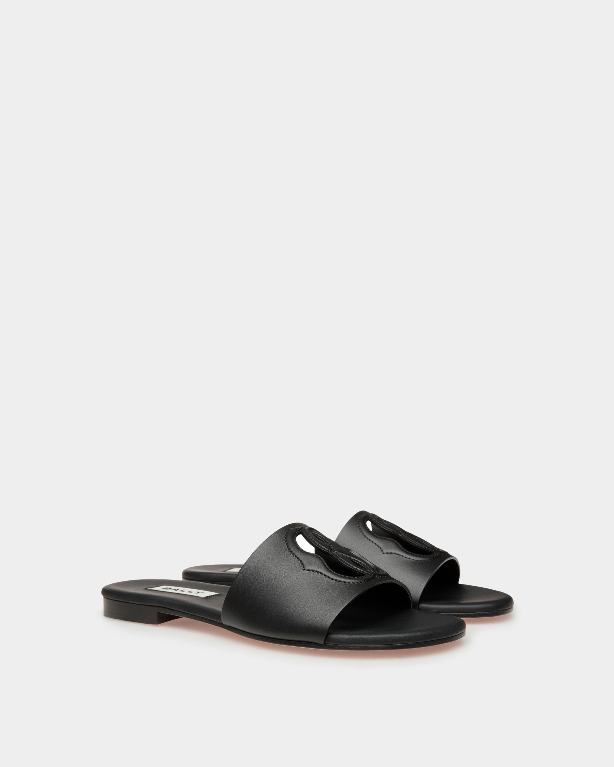 Emblem Pantolette Aus Schwarzem Leder - Damen - Bally - 02