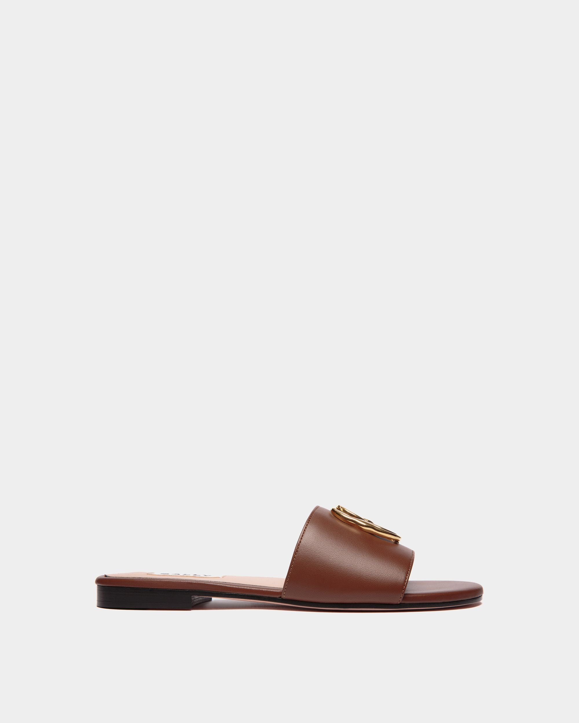Flache Emblem Pantolette Aus Nappaleder In Braun - Damen - Bally - 01