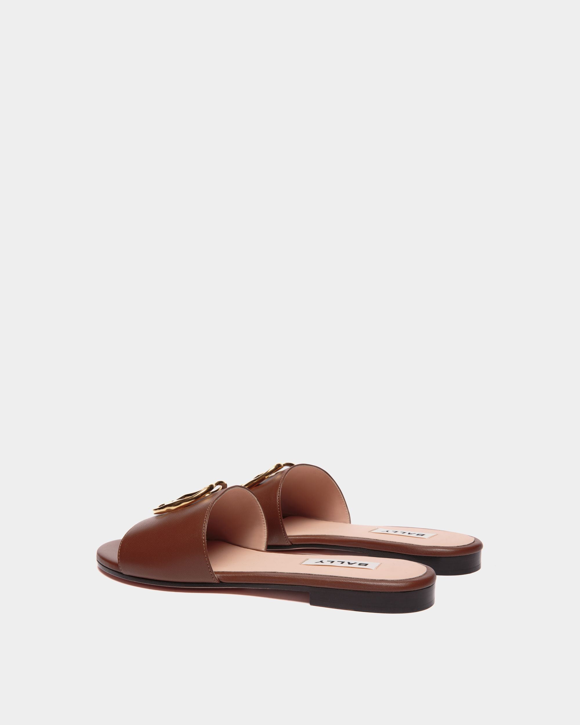Flache Emblem Pantolette Aus Nappaleder In Braun - Damen - Bally - 03