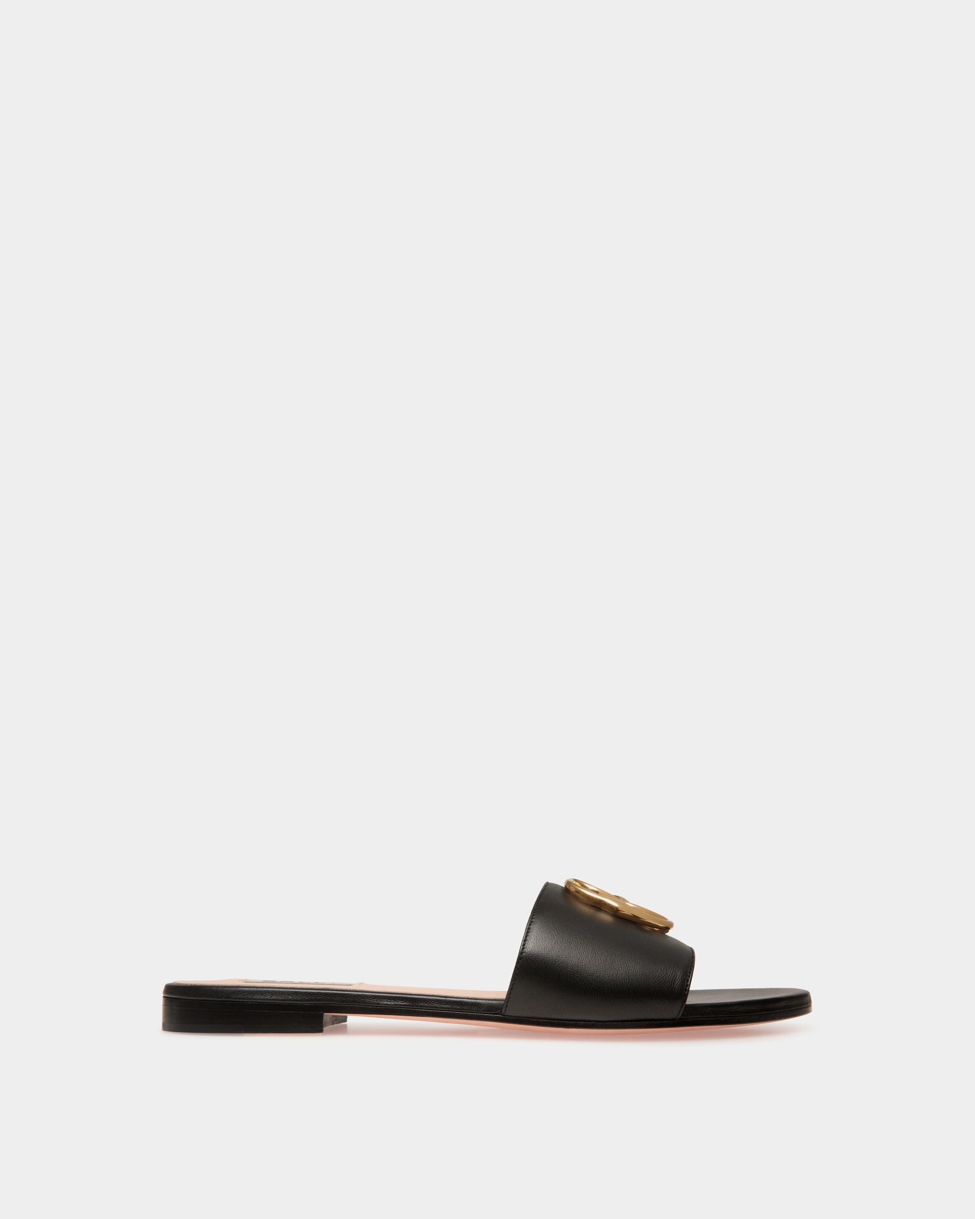 Flache Emblem Pantolette Aus Nappaleder In Schwarz - Damen - Bally - 01