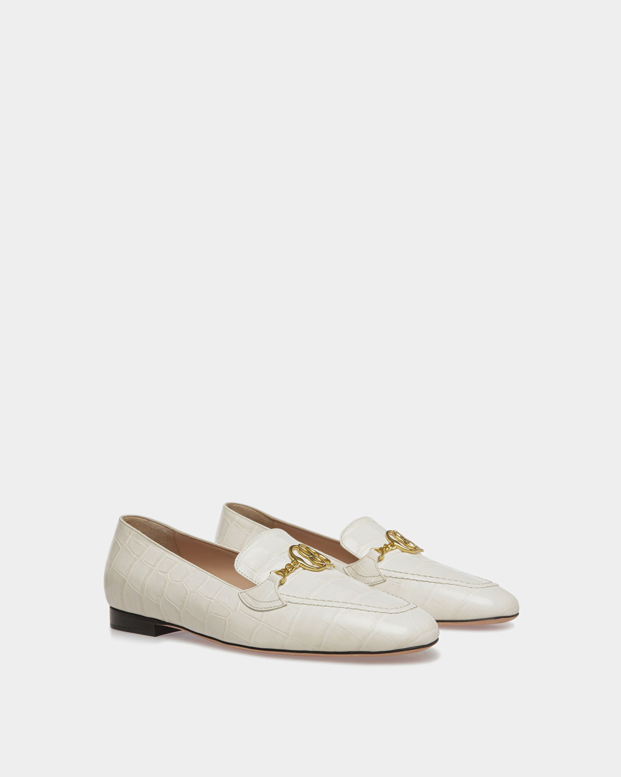 Emblem Loafer Aus Leder In Elfenbein - Damen - Bally - 02