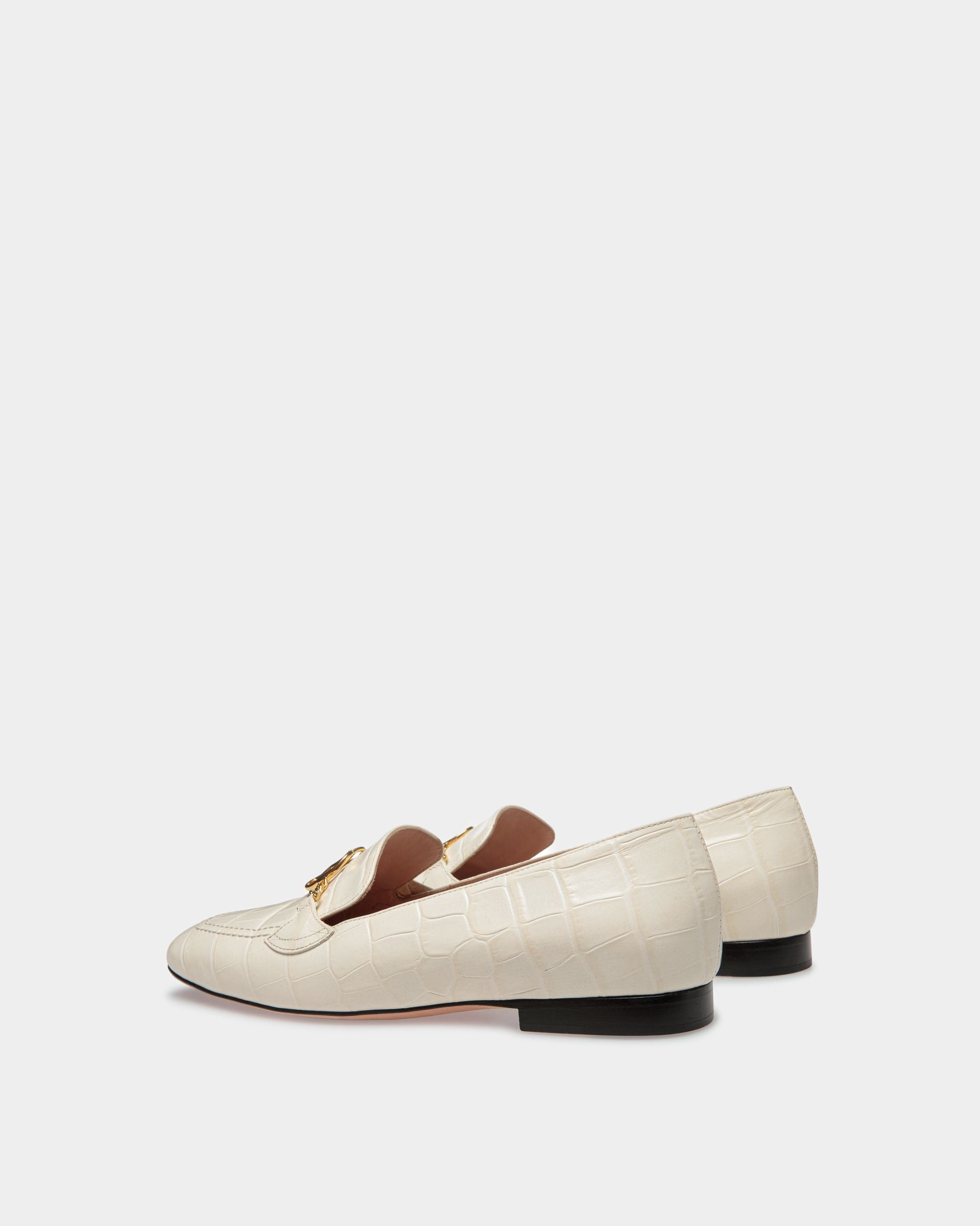 Emblem Loafer Aus Leder In Elfenbein - Damen - Bally - 03
