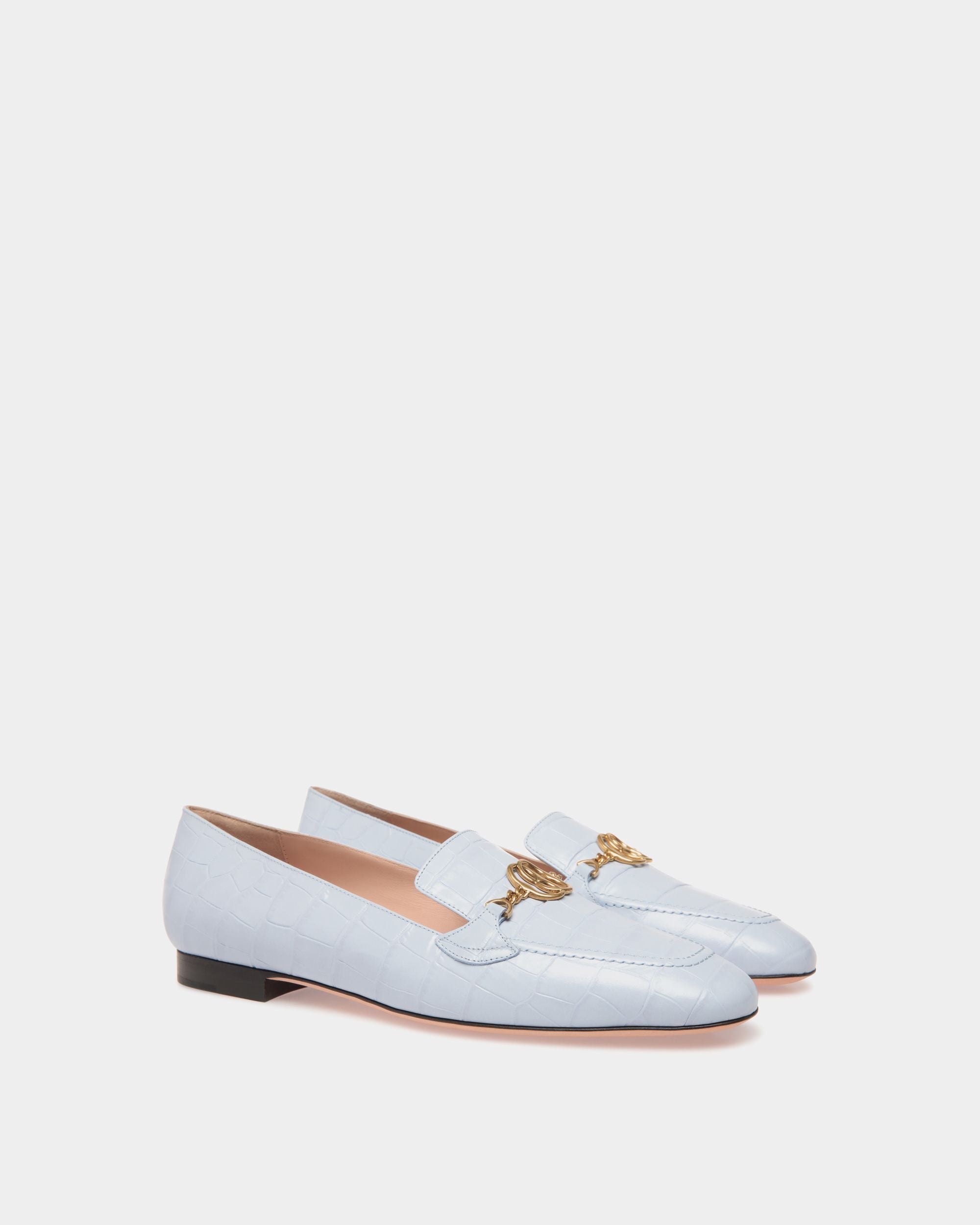 Daily Emblem Flats In Blue Leather - Damen - Bally - 02