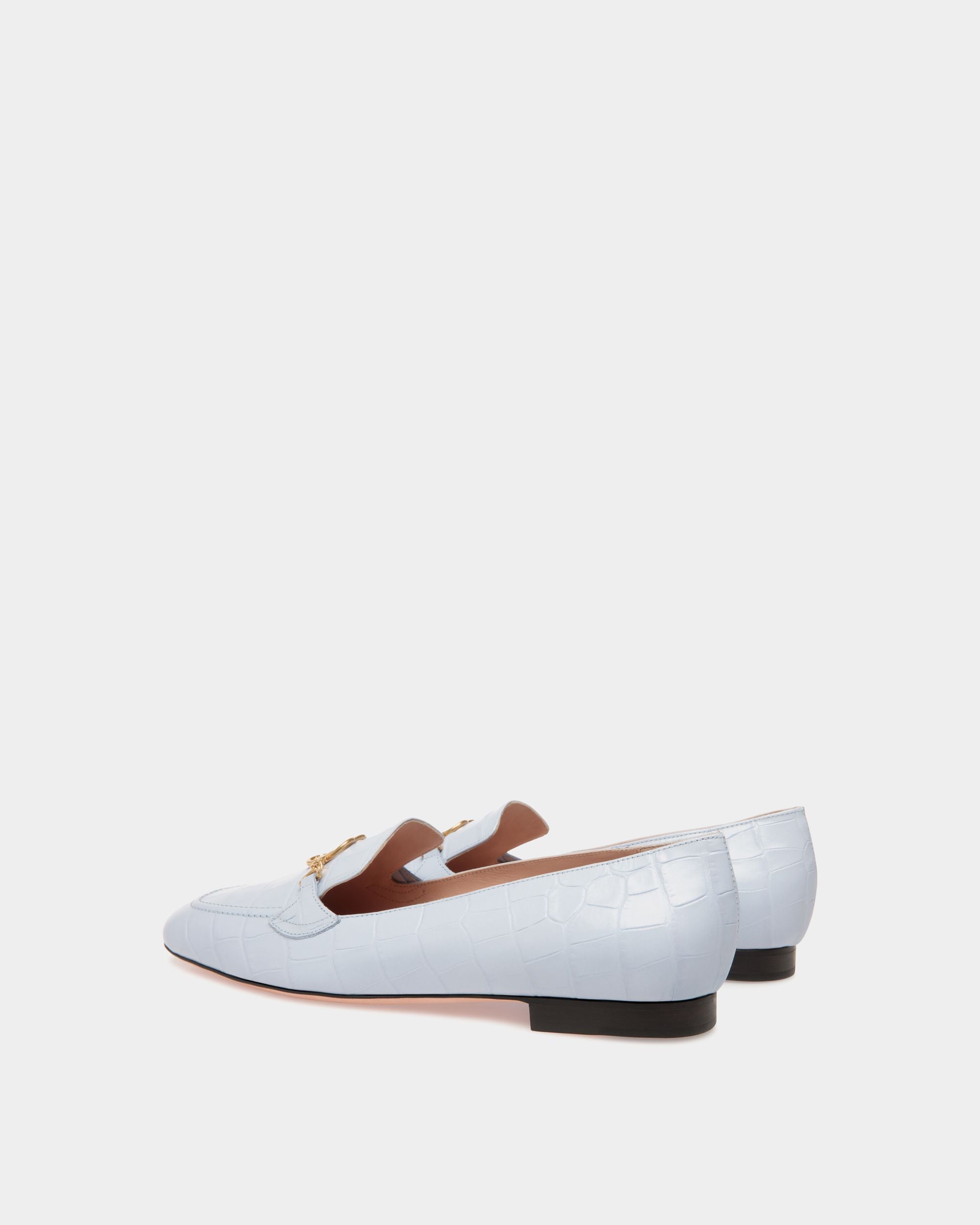 Daily Emblem Flats In Blue Leather - Damen - Bally - 03