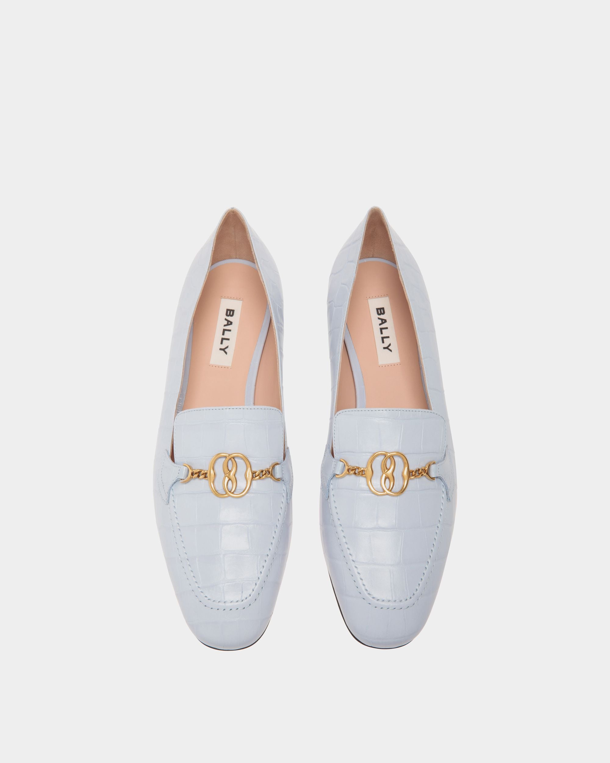 Daily Emblem Flats In Blue Leather - Damen - Bally - 04