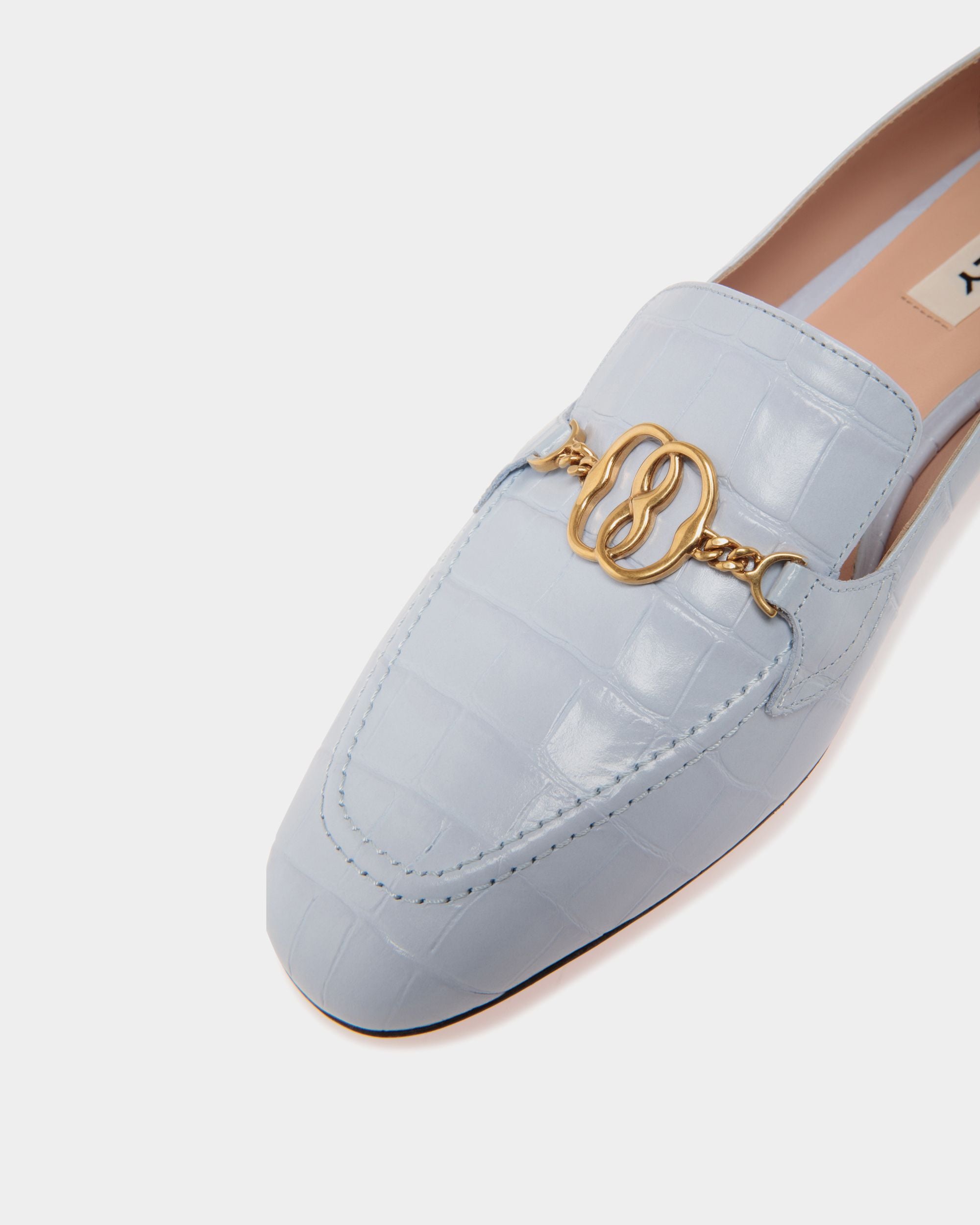 Daily Emblem Flats In Blue Leather - Damen - Bally - 05
