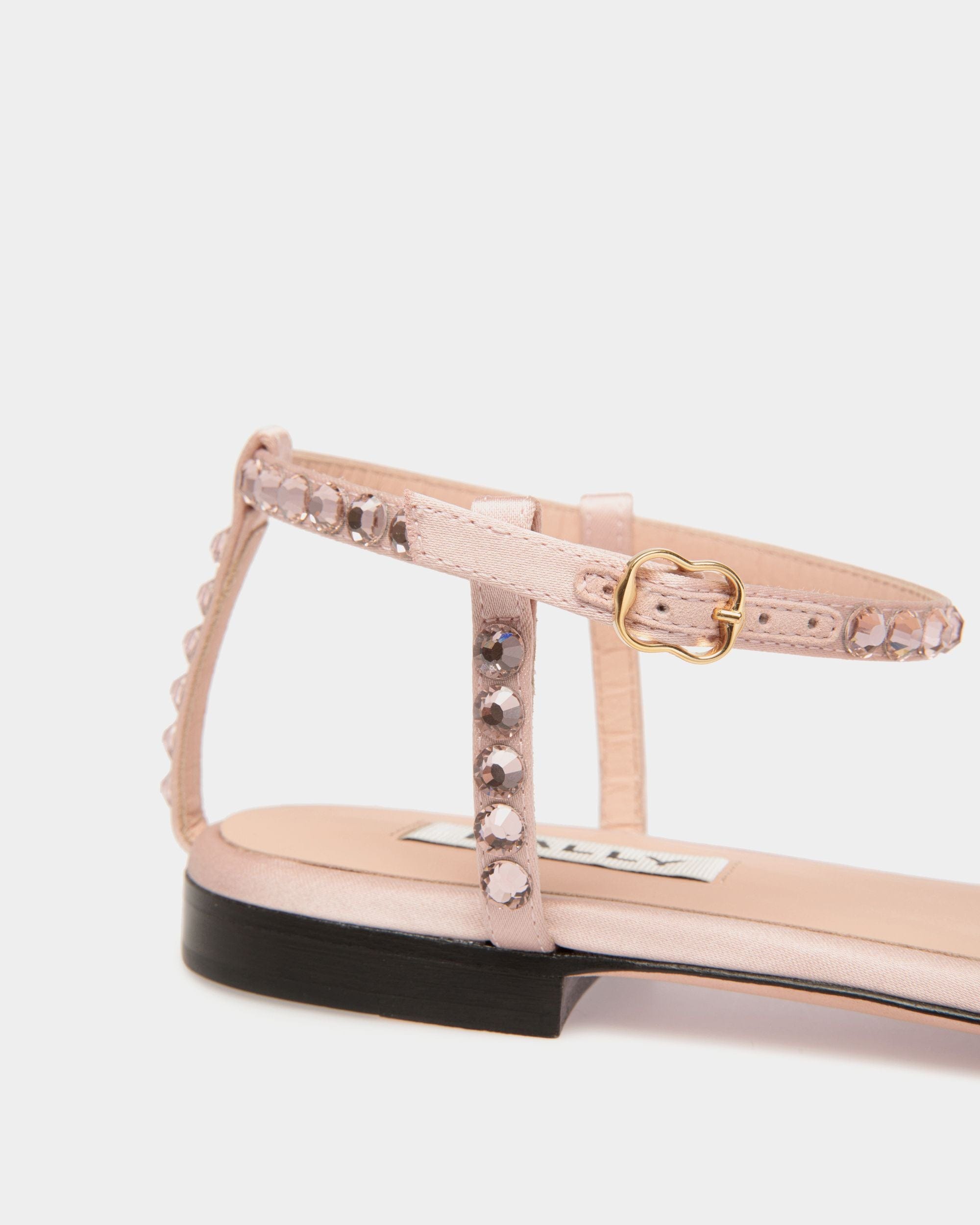 Flache Katy Sandale Aus Stoff In Light Pink Mit Kristallen - Damen - Bally - 04