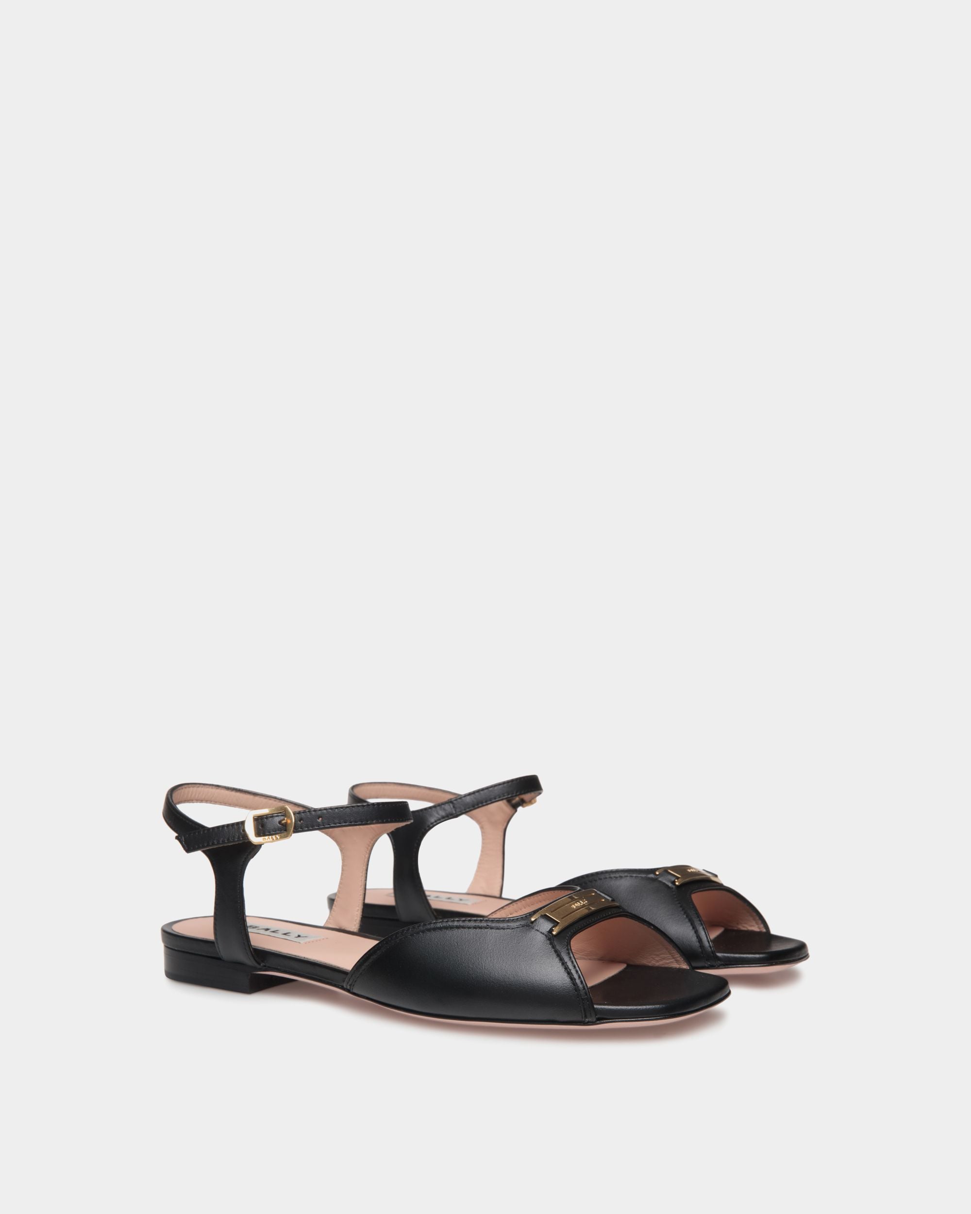 Flache Deco Sandalen Aus Leder In Schwarz - Damen - Bally - 03
