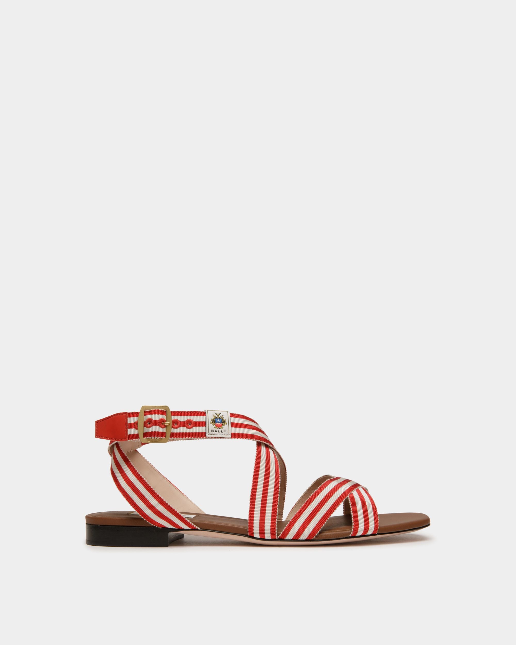 Flache Sylt Sandale Aus Rotem Stoff - Damen - Bally - 01