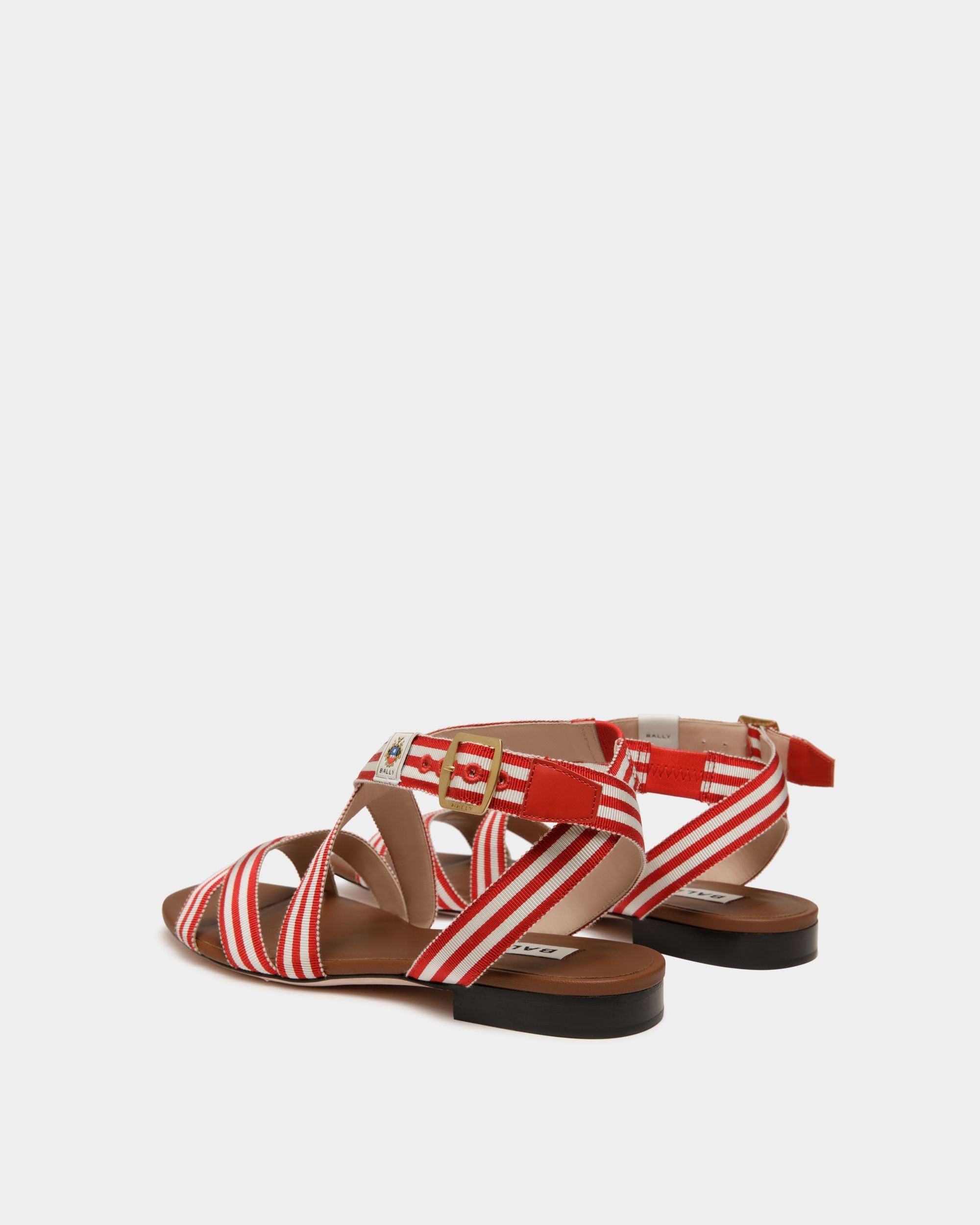 Flache Sylt Sandale Aus Rotem Stoff - Damen - Bally - 04