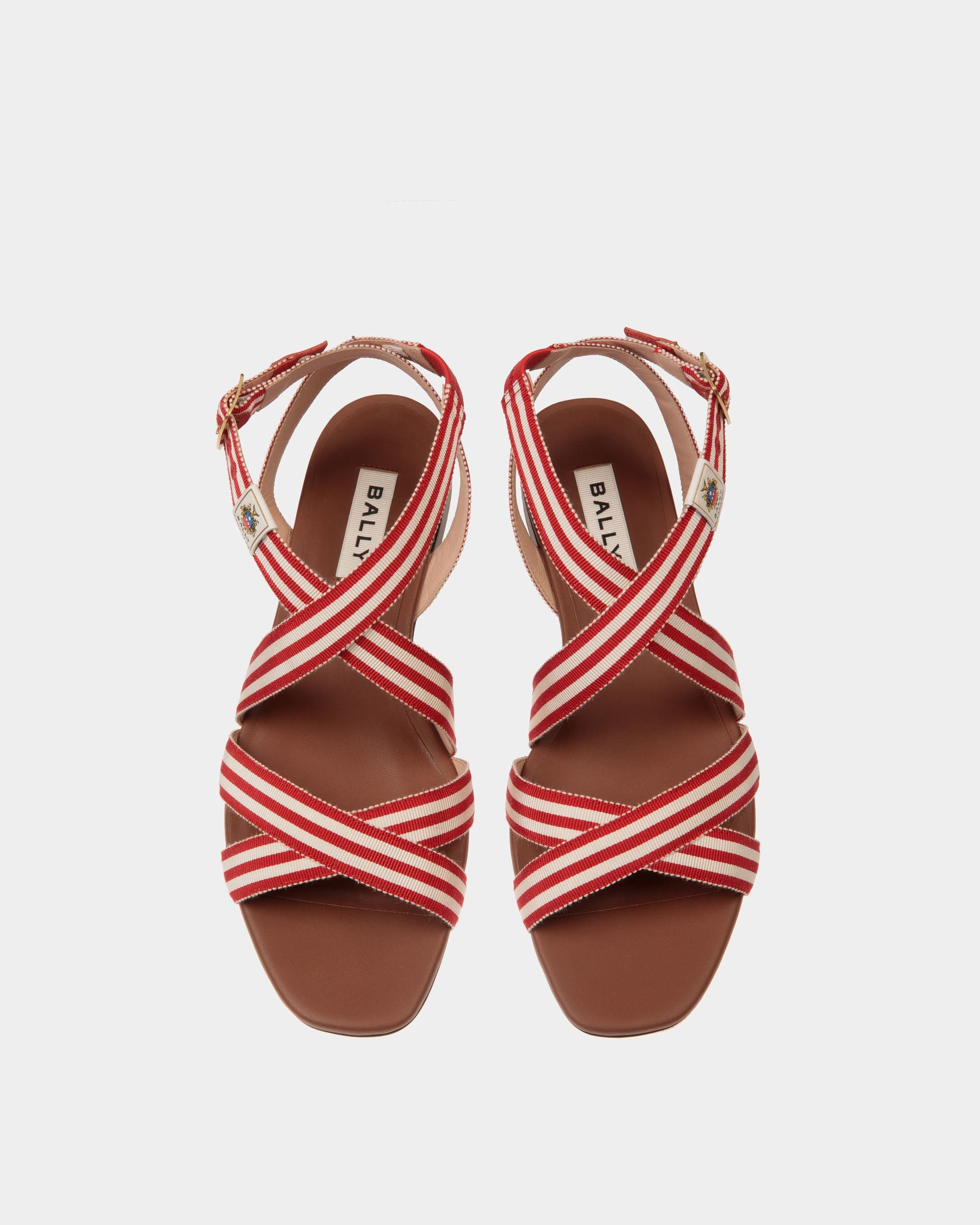 Flache Sylt Sandale Aus Rotem Stoff - Damen - Bally - 05