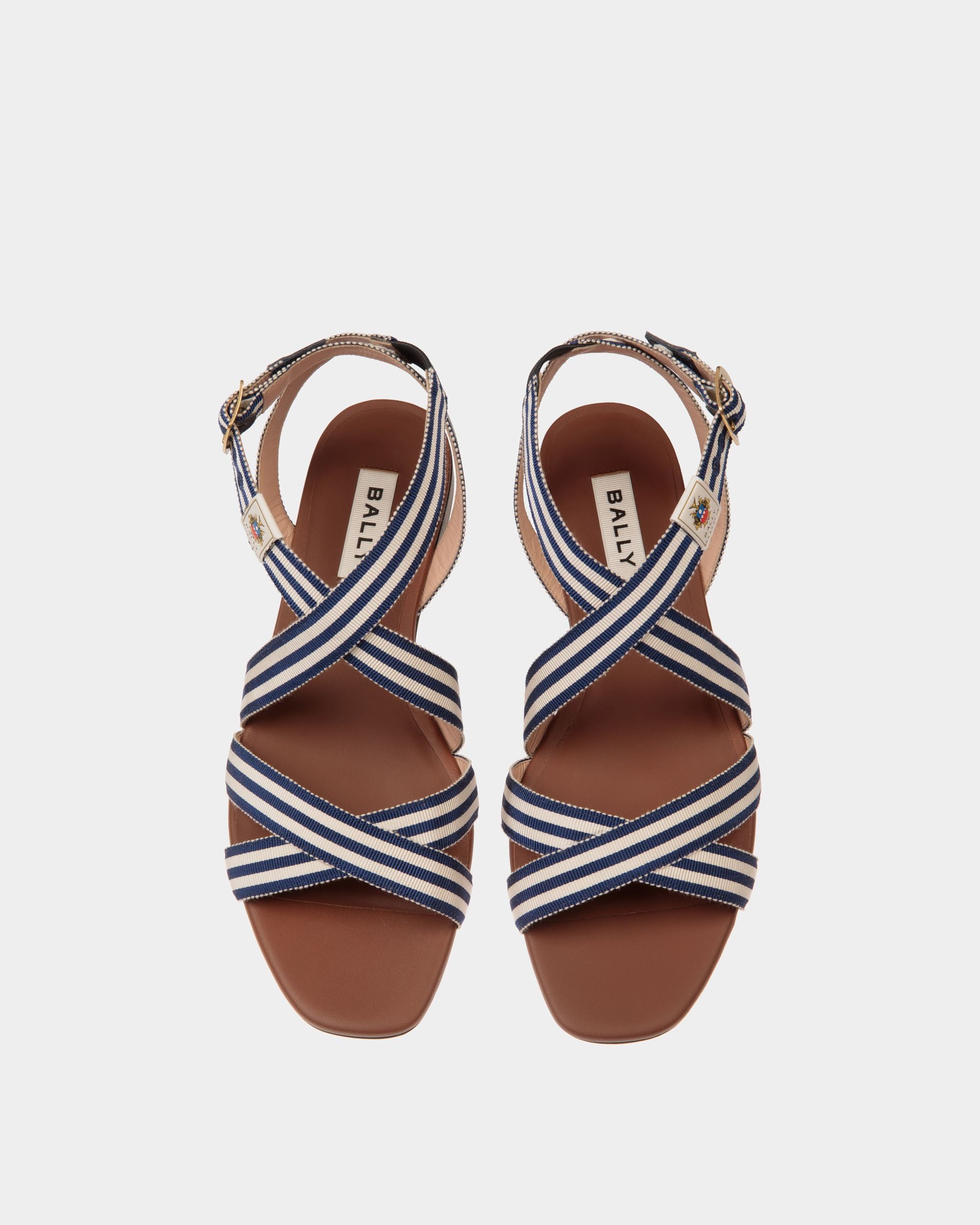 Flache Sylt Sandalen Aus Stoff In Navy Blue - Damen - Bally - 02