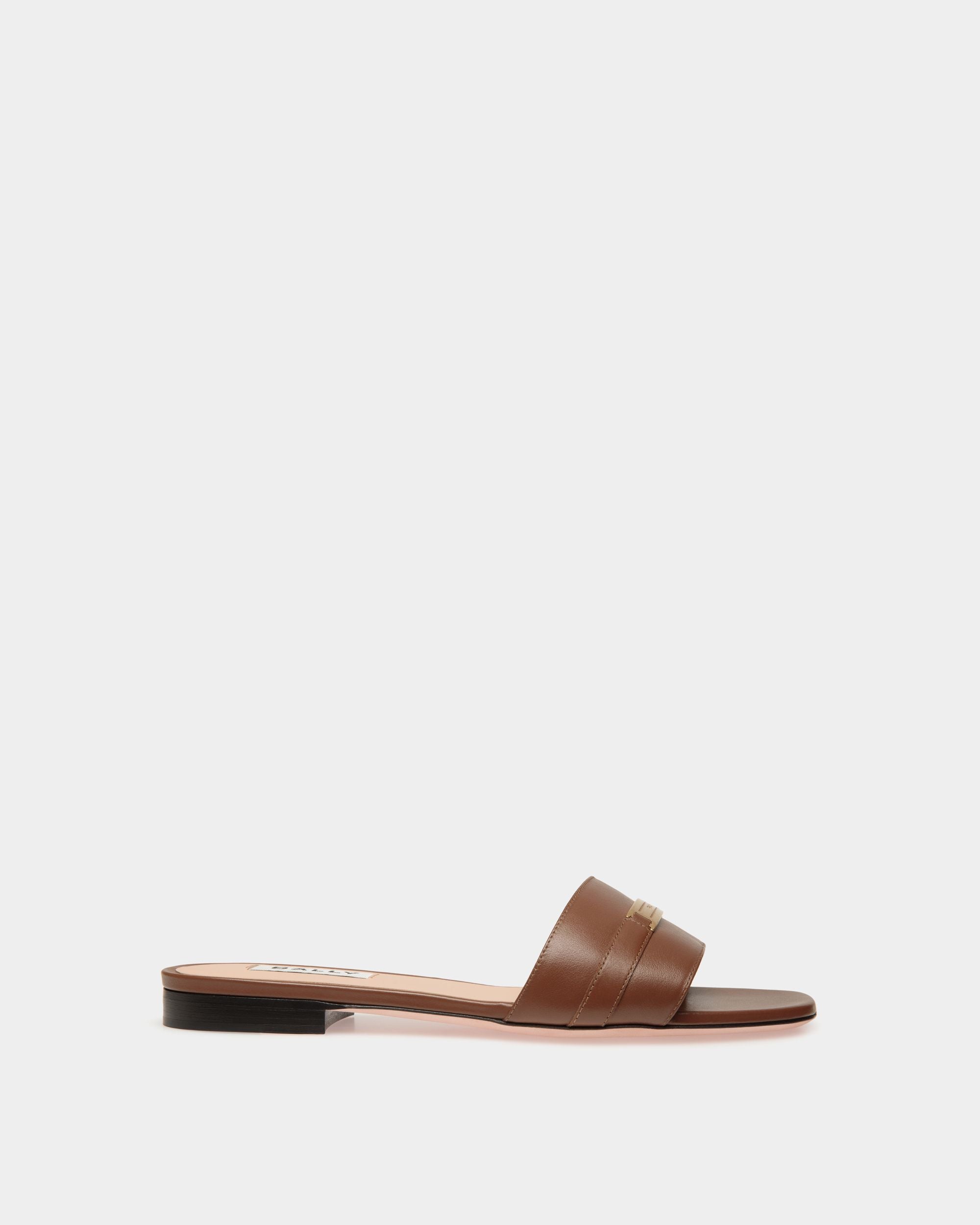 Flache Deco Sandalen Aus Leder In Braun - Damen - Bally - 01