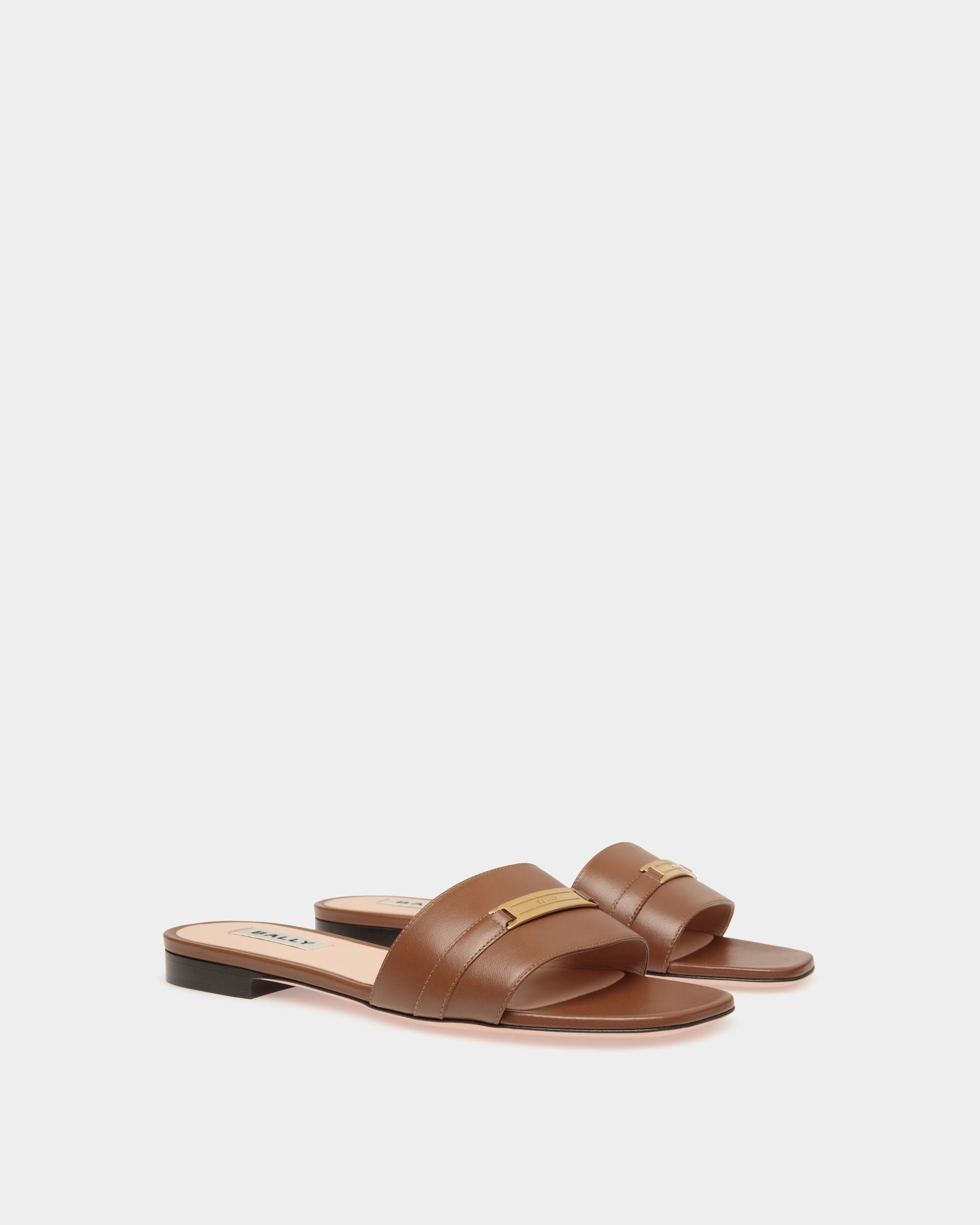 Flache Deco Sandalen Aus Leder In Braun - Damen - Bally - 03