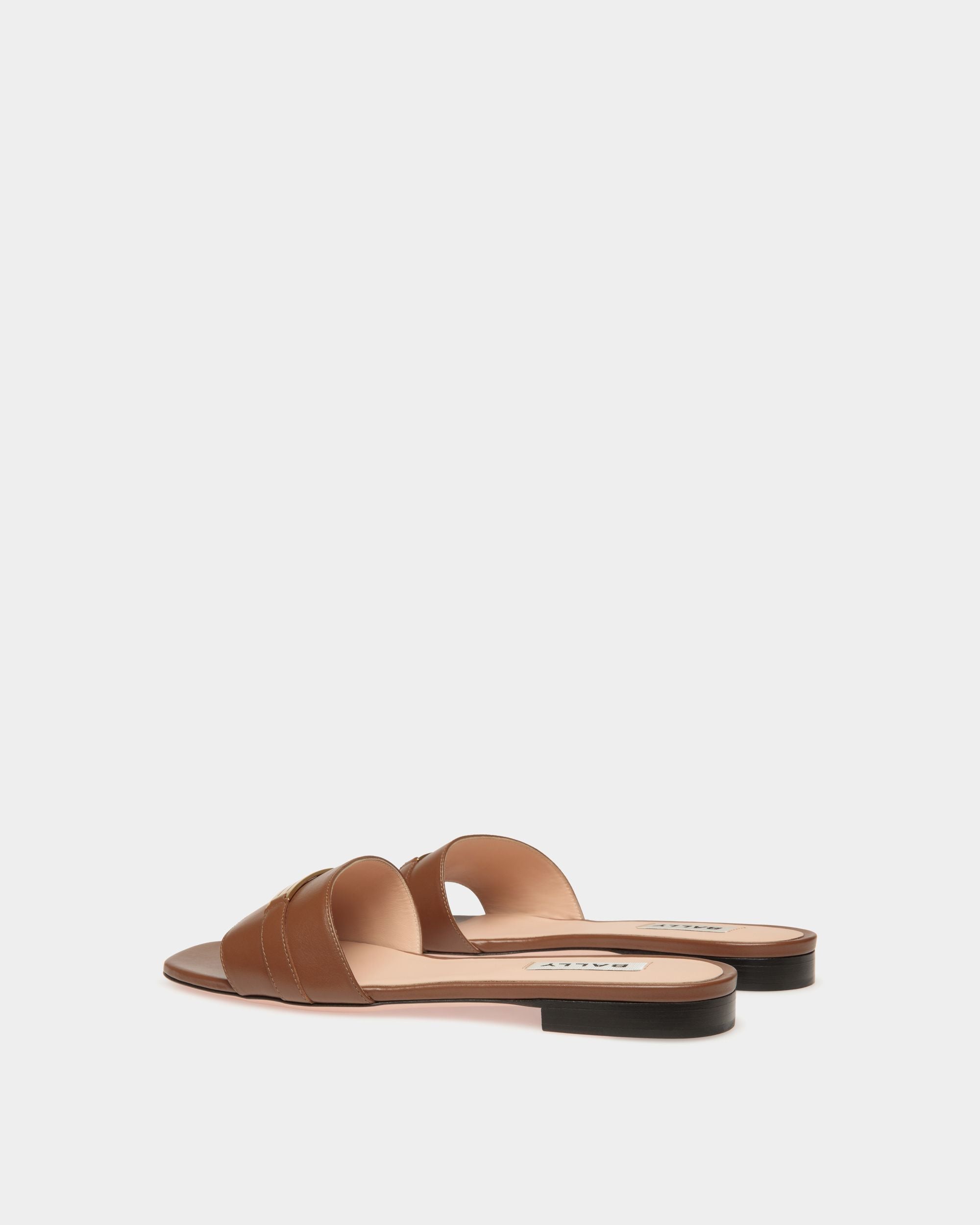 Flache Deco Sandalen Aus Leder In Braun - Damen - Bally - 04