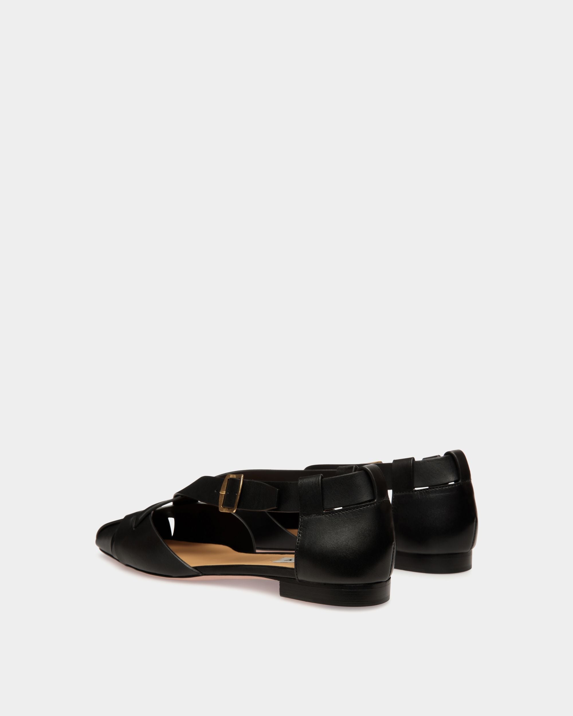 Sylt Flache Sandale Aus Gebürstetem Leder In Schwarz - Damen - Bally - 02