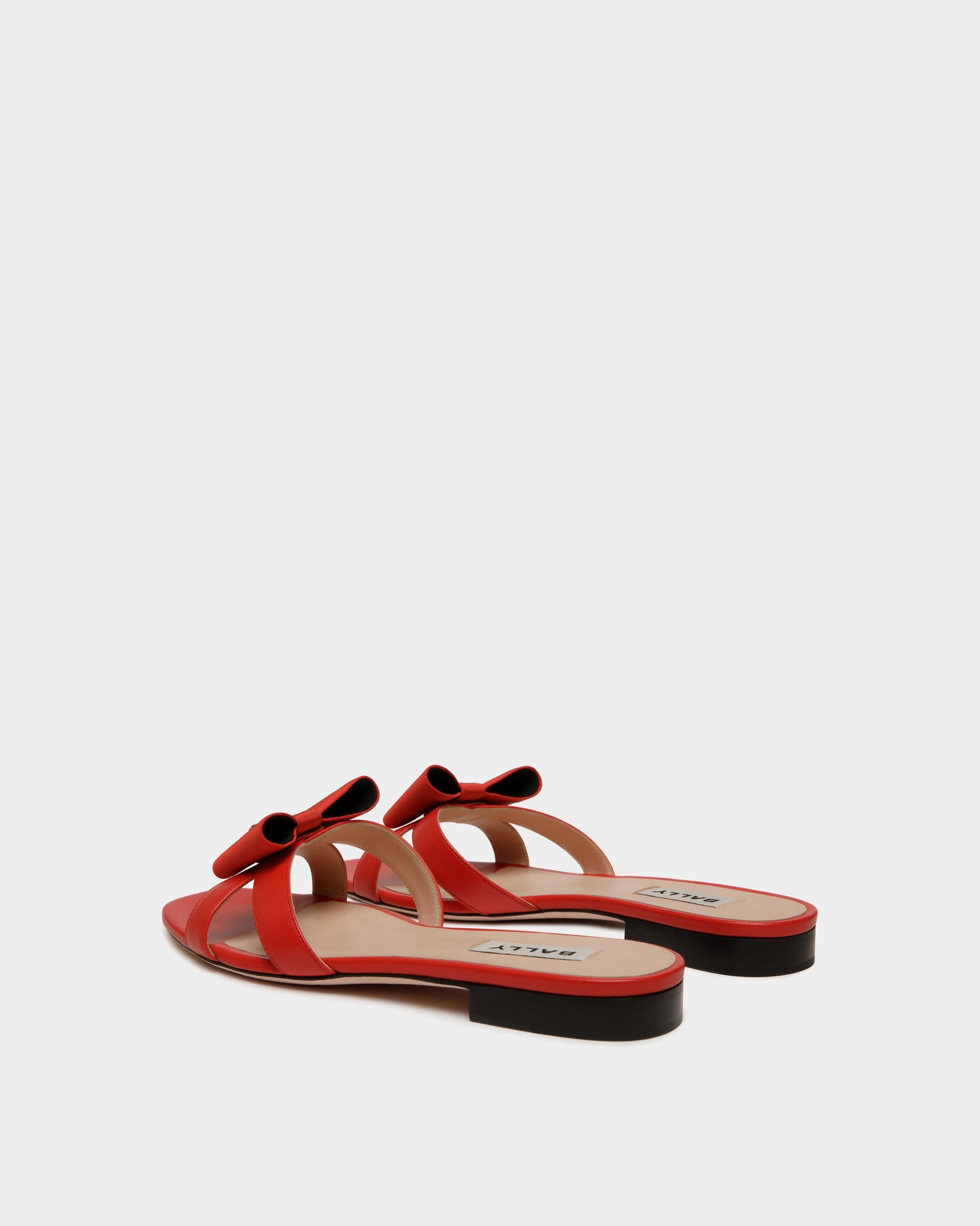 Flache B-Bow Sandalen Aus Leder In Rot - Damen - Bally - 03